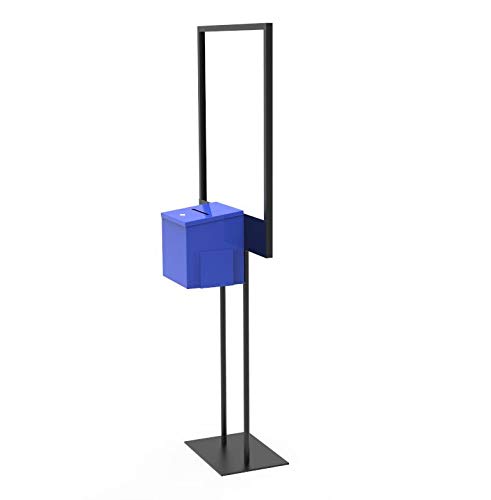 FixtureDisplays® Blue Metal Stand - Bulletin Poster Donation Ballot Collection Box (11063+10918-BLUE-NF) - Perfect for Schools, Offices & Community Events