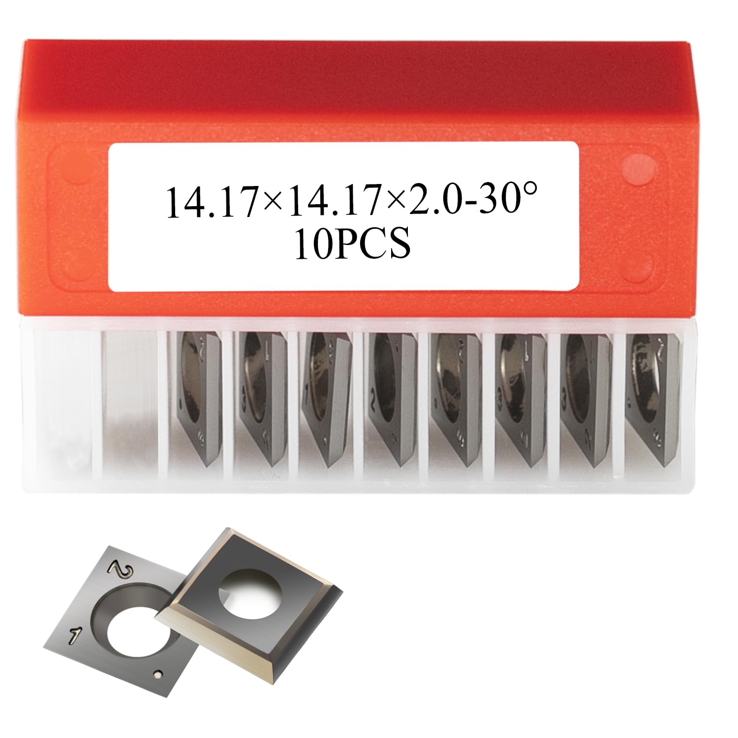 14.17x14.17x2mm Square Straight Carbide Inserts - 10PCS High Precision Wood Turning Lathe Tools for Woodworking, Spiral Helical Cutter Heads - Perfect for DIY Projects, Furniture Making & Professional Woodturning