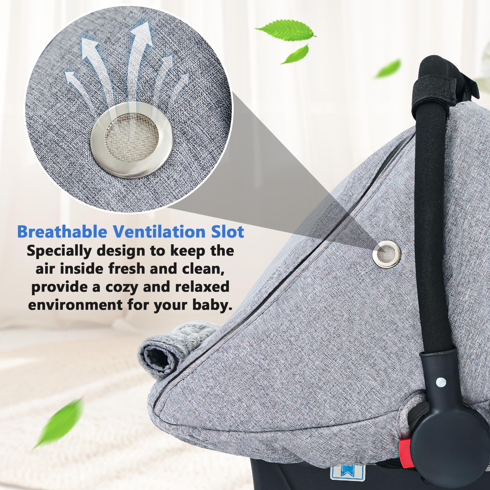 Fairy Baby Winter Car Seat Cover with Mesh Window - Warm & Cozy Infant Car Seat Protector, Waterproof Baby Car Seat Cover for Travel (Grey) - Perfect for Cold Weather & Road Trips