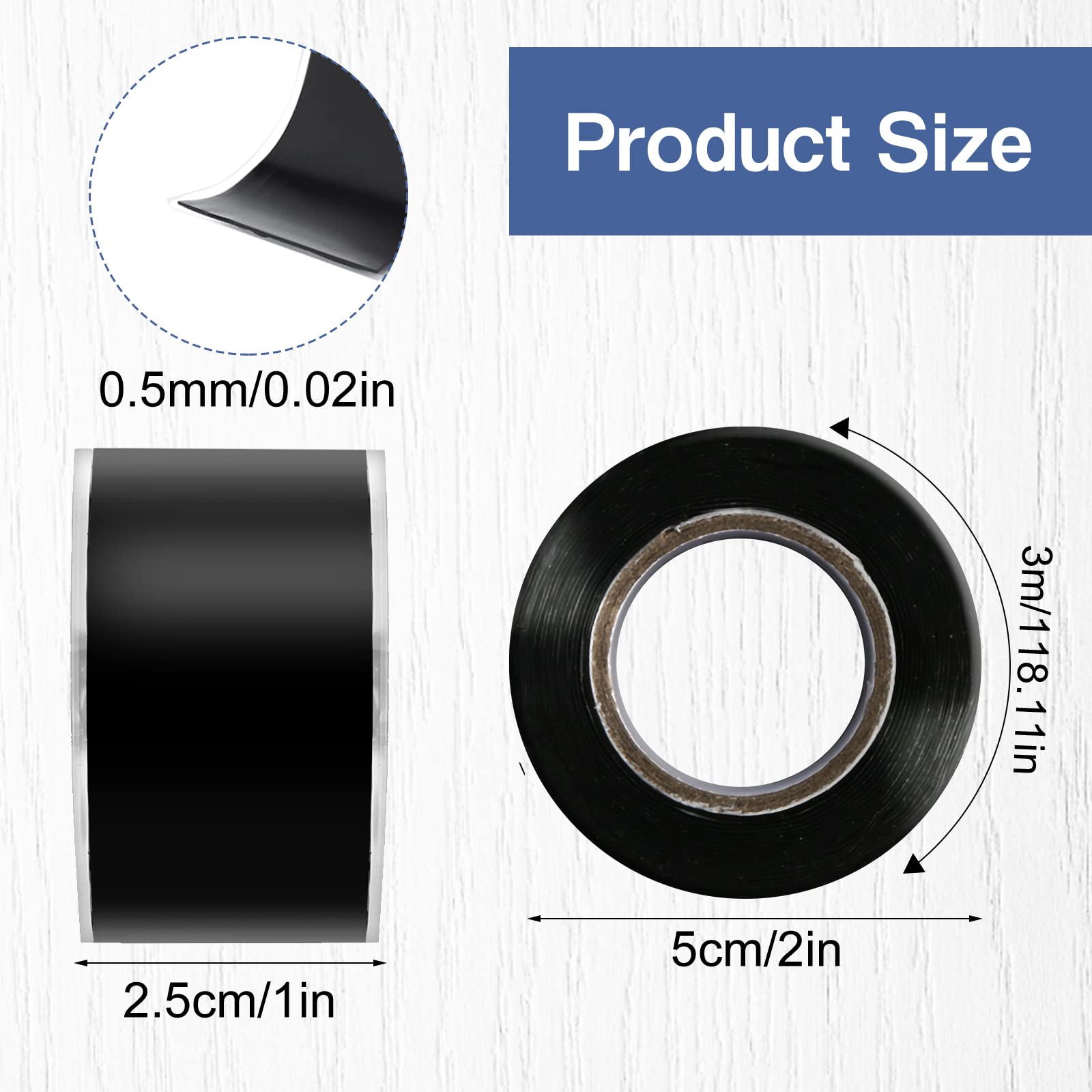 Self-Fusing Silicone Tape 1 Inch x 10Ft - 2 Rolls Waterproof Rubber Repair Tape for Pipe Leaks, Hose Repair & Emergency Fixes - Perfect for Plumbing, Automotive & Outdoor Gear Maintenance
