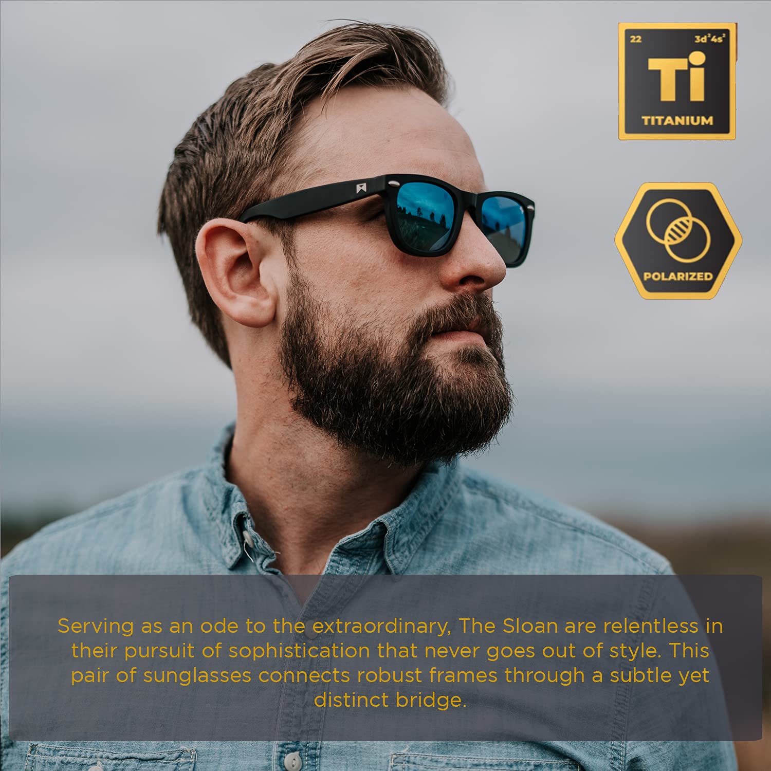 William Painter The Sloan Titanium Polarized Sunglasses for Men & Women - UV Protection, Lightweight & Durable - Perfect for Driving, Fishing & Outdoor Activities