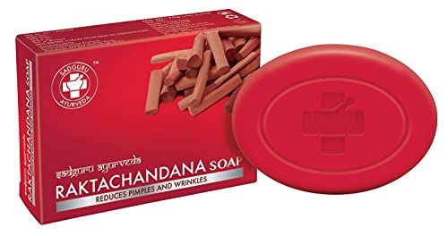 Sadguru Ayurveda Rakta Chandana Soap - 75g (Pack of 6) | Natural Red Sandalwood Soap for Glowing Skin & Acne Relief | Perfect for Daily Ayurvedic Skincare Routine