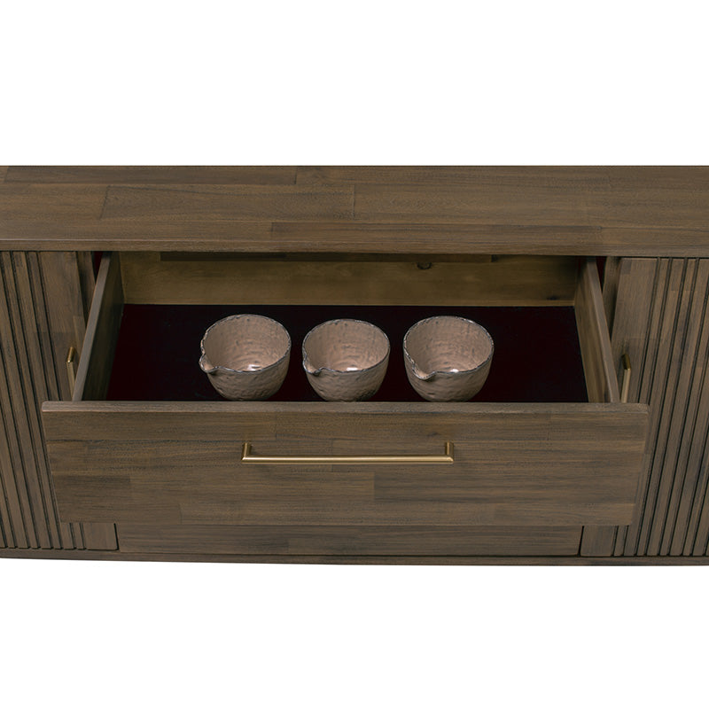 HAMILTON Solid Acacia Wood Sideboard Buffet - 63 Inch Toffee Color Storage Cabinet for Dining Room, Living Room & Entryway