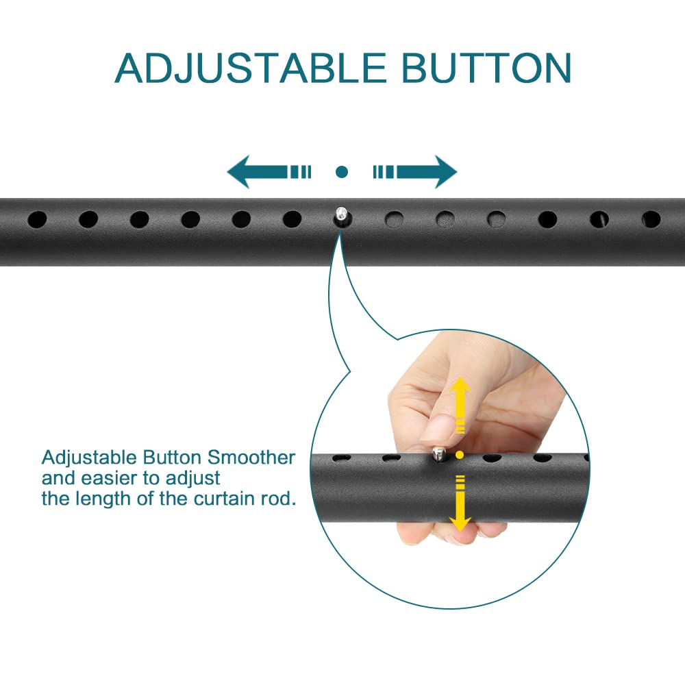 No Drill Tension Curtain Rod 28-43 Inch - Black Room Divider & Shower Rod, Heavy Duty Secure Fit for Windows, Doorways & Closets - Perfect for Apartments, Dorms & Rental Homes