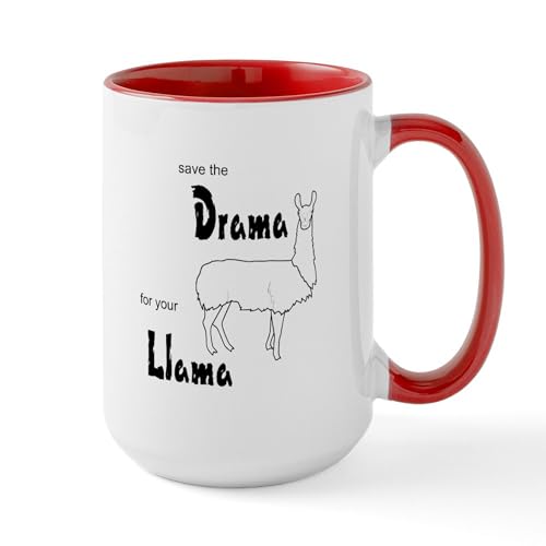 White/Red Inside - Save The Drama For Your Llama Large Mug