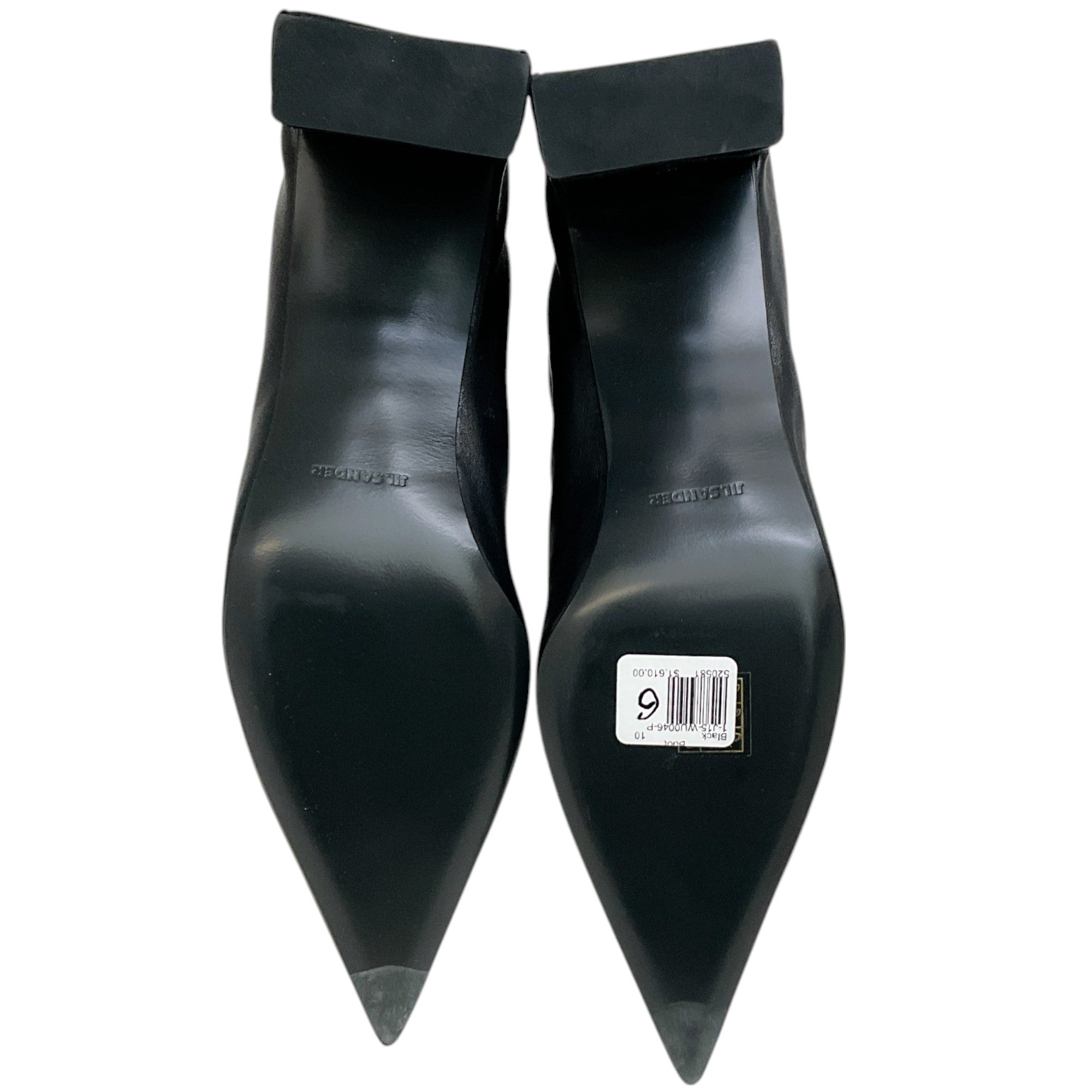 Jil Sander Women's Black Stretch Leather Pointed Toe Ankle Boots - Stylish & Comfortable for Office, Party & Night Out