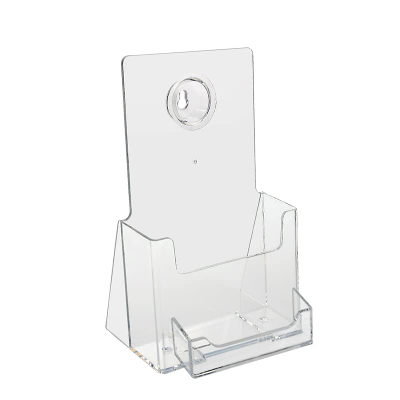 24 Pack Tri-Fold Brochure Holder with Business Card Slot - Clear Acrylic Display Stand for Restaurants, Hotels & Retail Stores - SOURCEONE.ORG