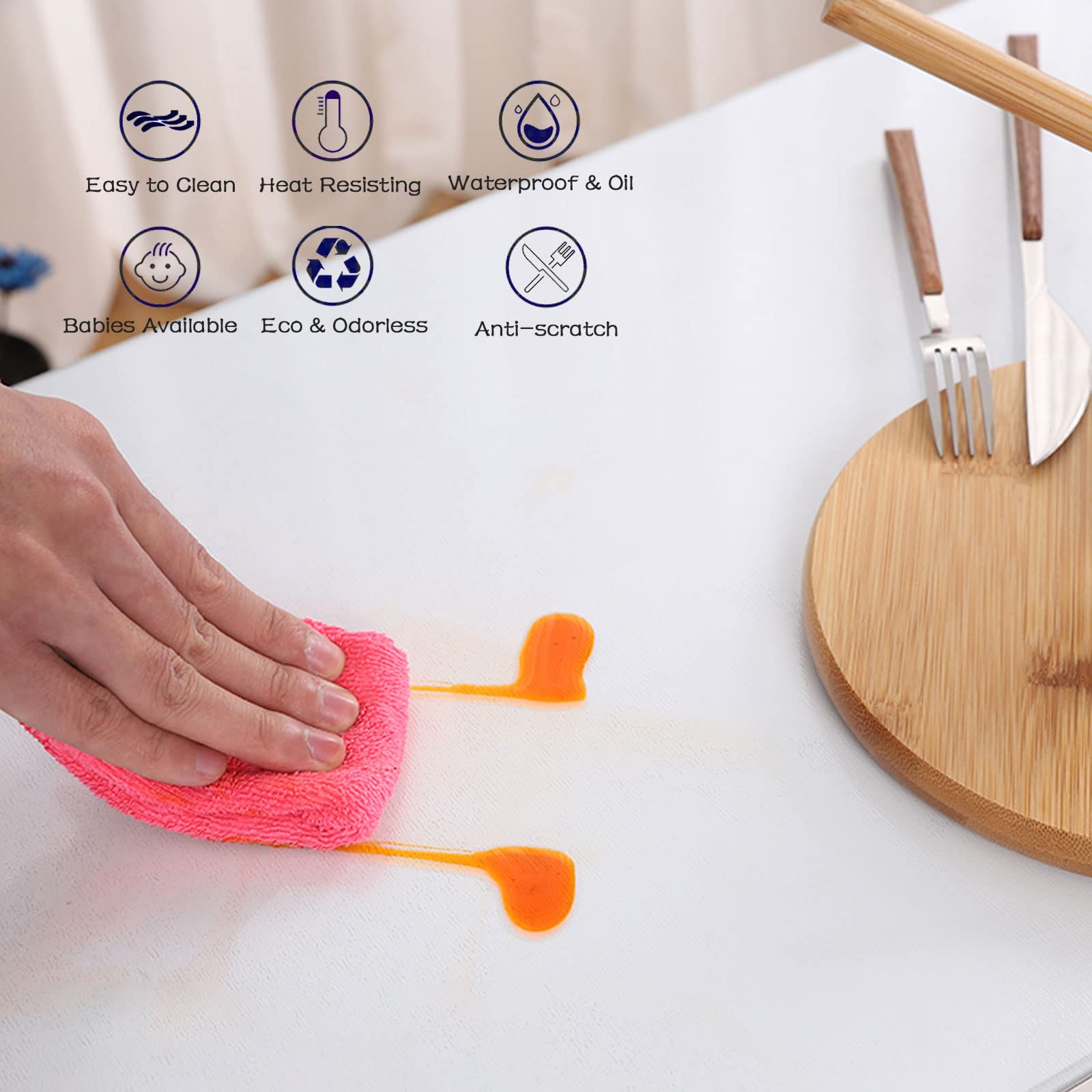 Clear Plastic Table Cover Protector Mat - 54x96 Inch Waterproof Dining Table Cover for Kitchen, Office, Home - Scratch & Spill Resistant Desk Protector for Daily Use & Parties