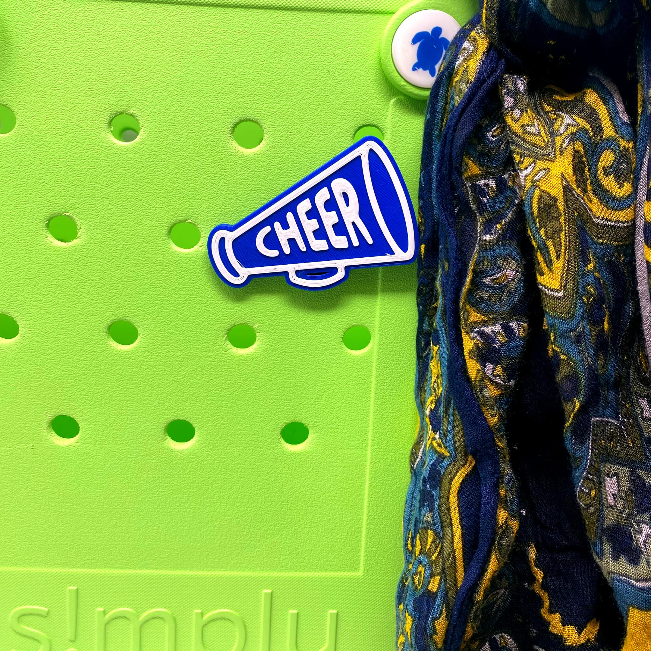 BOGLETS - Blue Megaphone Cheerleading Charm for Bogg Bags & Totes | Decorative Accessory Compatible with Bogg Bags | Perfect for Cheerleading Games, Beach Trips & School Events