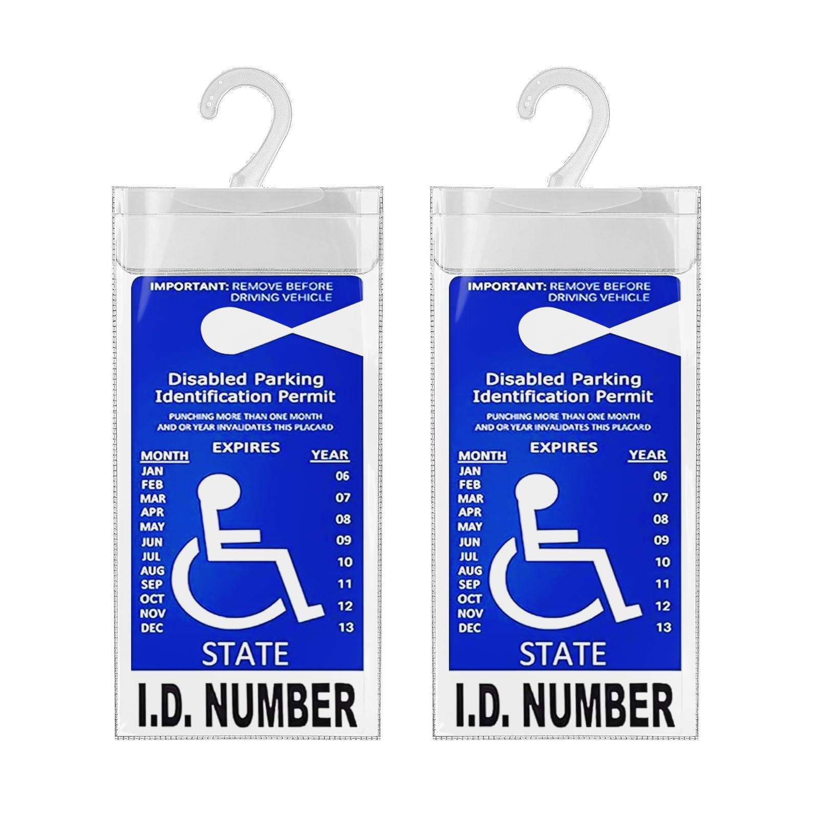 Ultra Clear Disabled Parking Placard Holder for Car - Thickened Hanging Sign Holder for Handicap Permit (Set of 2) - Perfect for Easy Access & Visibility in Vehicles