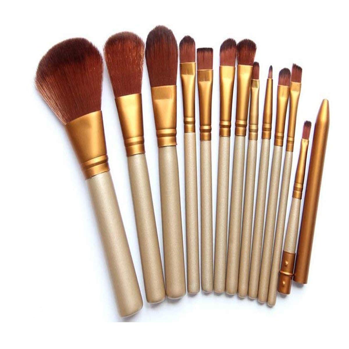 Premium Volo Makeup Brush Set - 12pcs Professional Foundation, Blending, Blush & Eyeliner Brushes for Flawless Makeup Application (Gold) | Ideal for Daily Use, Travel & Professional Makeup Artists