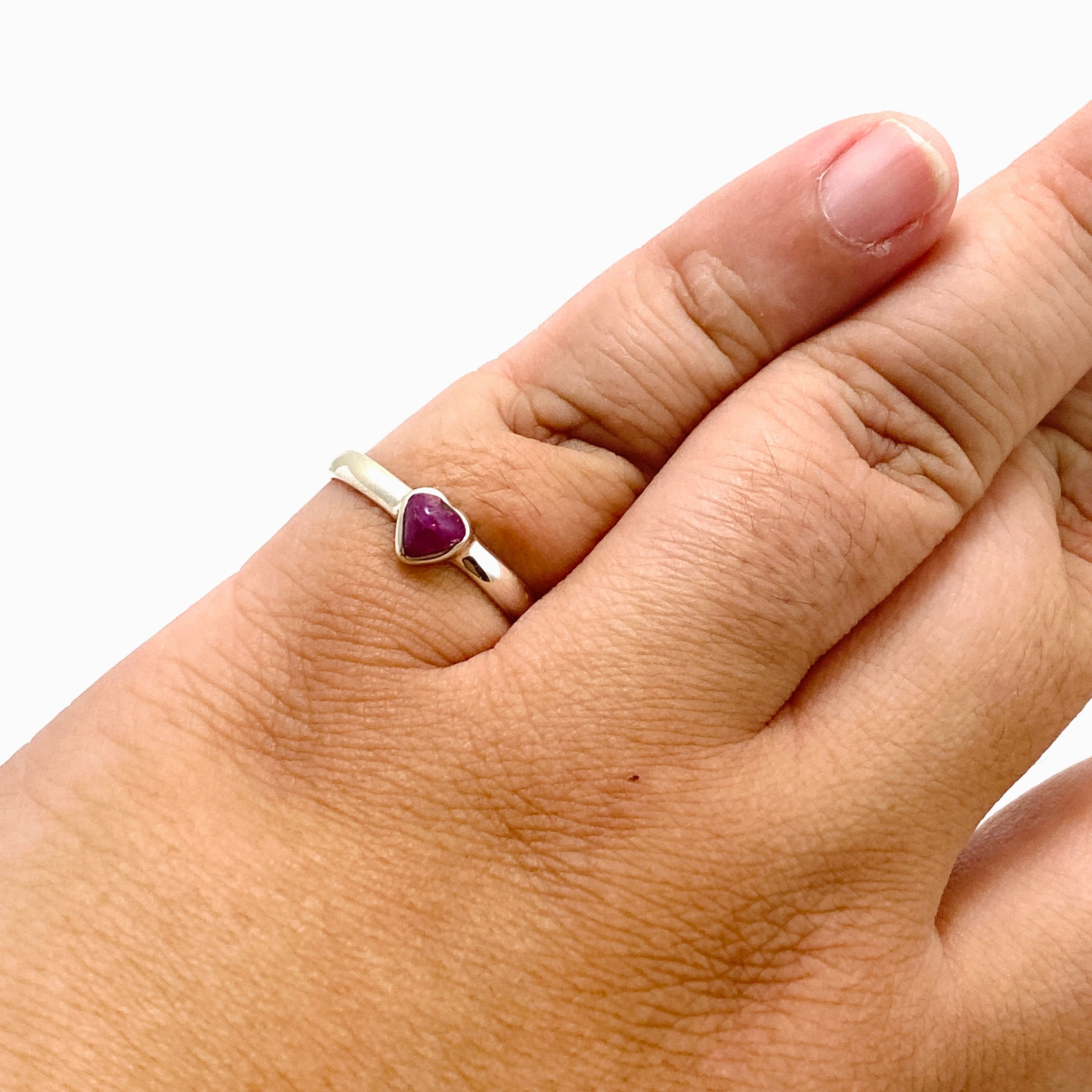 Ruby Heart Cabochon Petite Ring Size 9.5 PRGJ700 - Elegant Sterling Silver Jewelry for Women, Perfect for Valentine's Day Gifts & Romantic Occasions