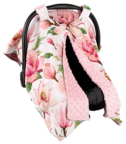 Premium Minky Baby Car Seat Cover - Soft Floral Design, 40