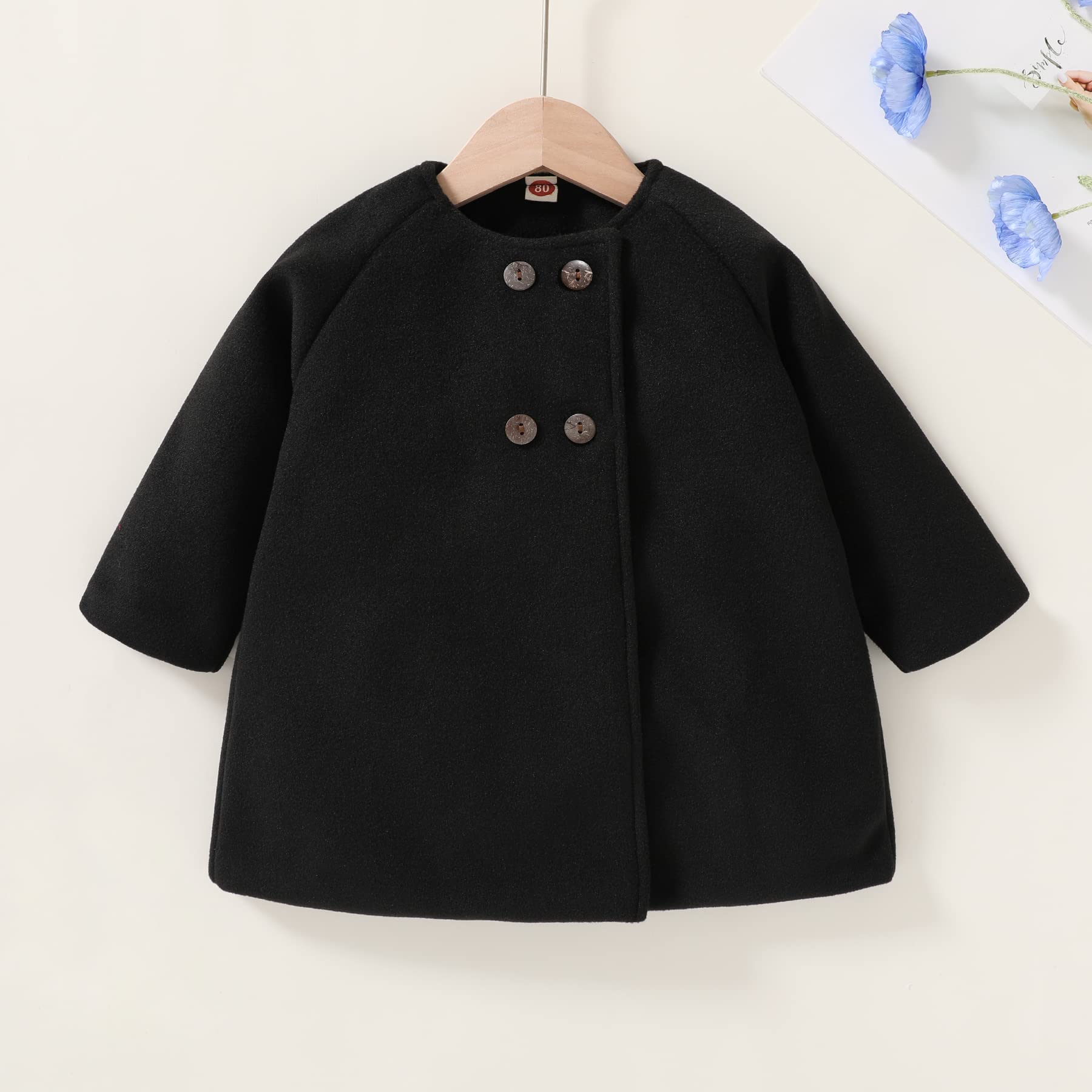 **JEELLIGULAR Toddler Baby Girl Winter Coat - Warm Thick Jacket with Button Closure for Fall & Winter Outwear (Perfect for Playdates, Outdoor Adventures & Holiday Photos)**