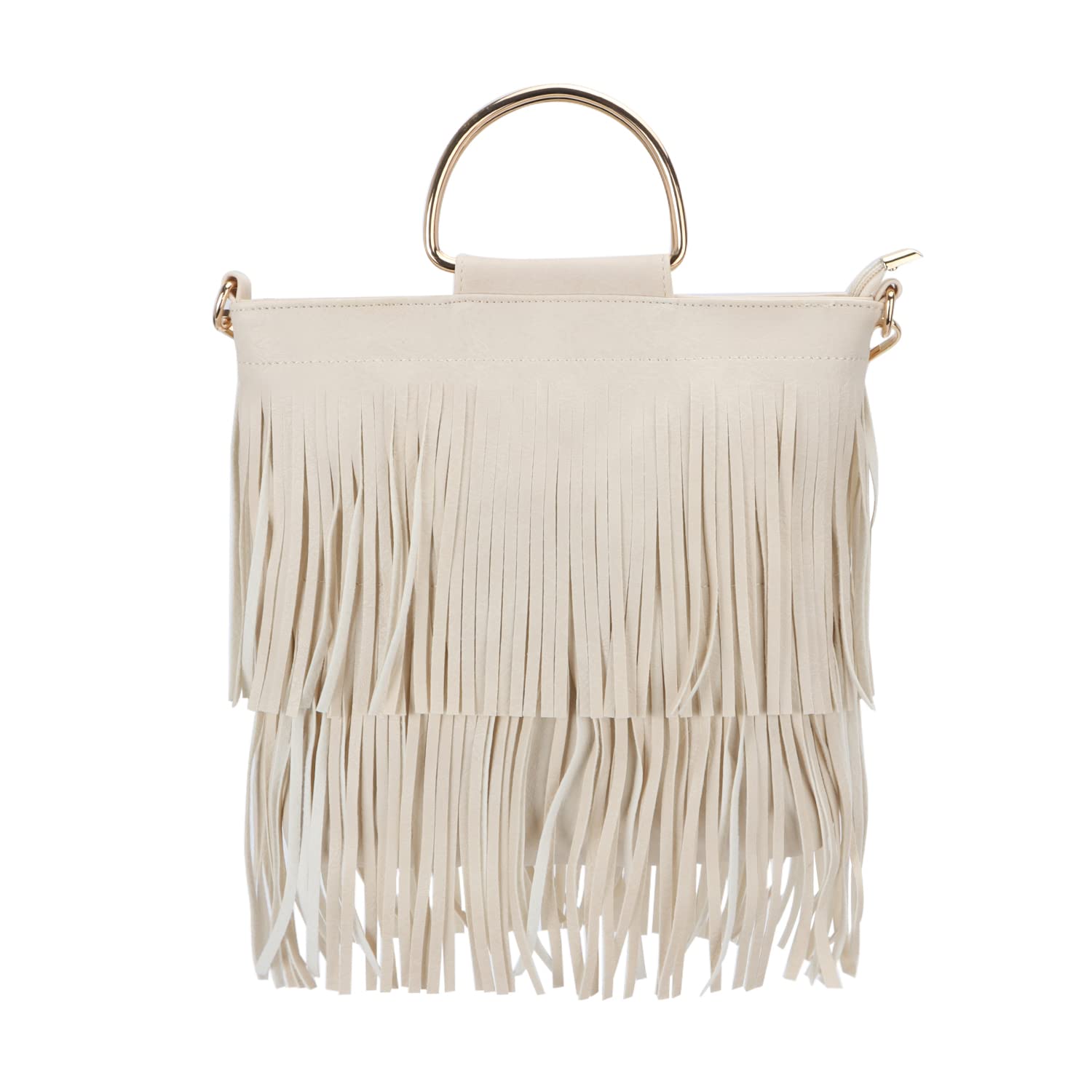 EVEOUT Women's PU Leather Tassel Crossbody Shoulder Bag - Fashion Fringe Handbag for Casual Outings, Parties & Date Nights