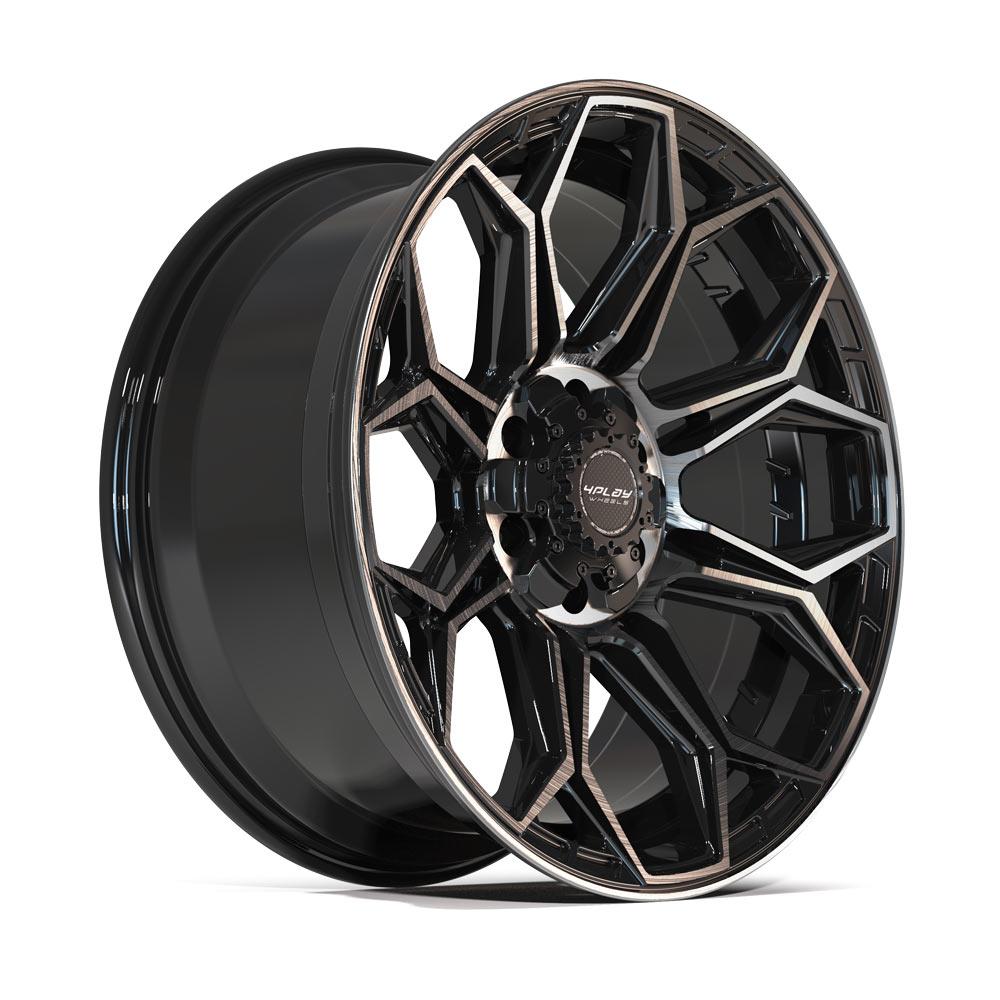 4Play Gen3 4P83 Gloss Black Wheels 20x9.0 with Brushed Face & Tinted Clear Finish - 6x139.7/6x135mm Bolt Pattern, 106.1mm Hub - Perfect for Off-Road Trucks, SUVs, and Custom Builds