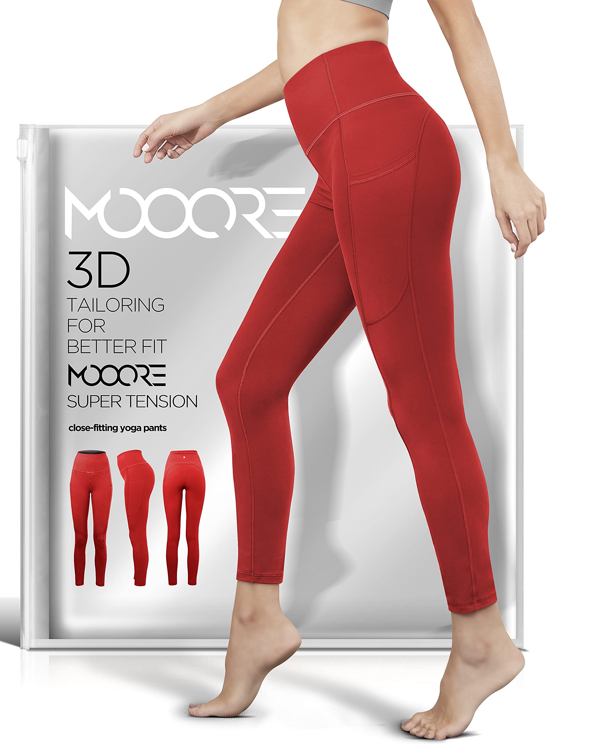 MOOORE Women's High Waist Yoga Pants - Tummy Control Capri Leggings for Workout & Running - Breathable Compression Sport Pants for Gym, Pilates & Active Lifestyle