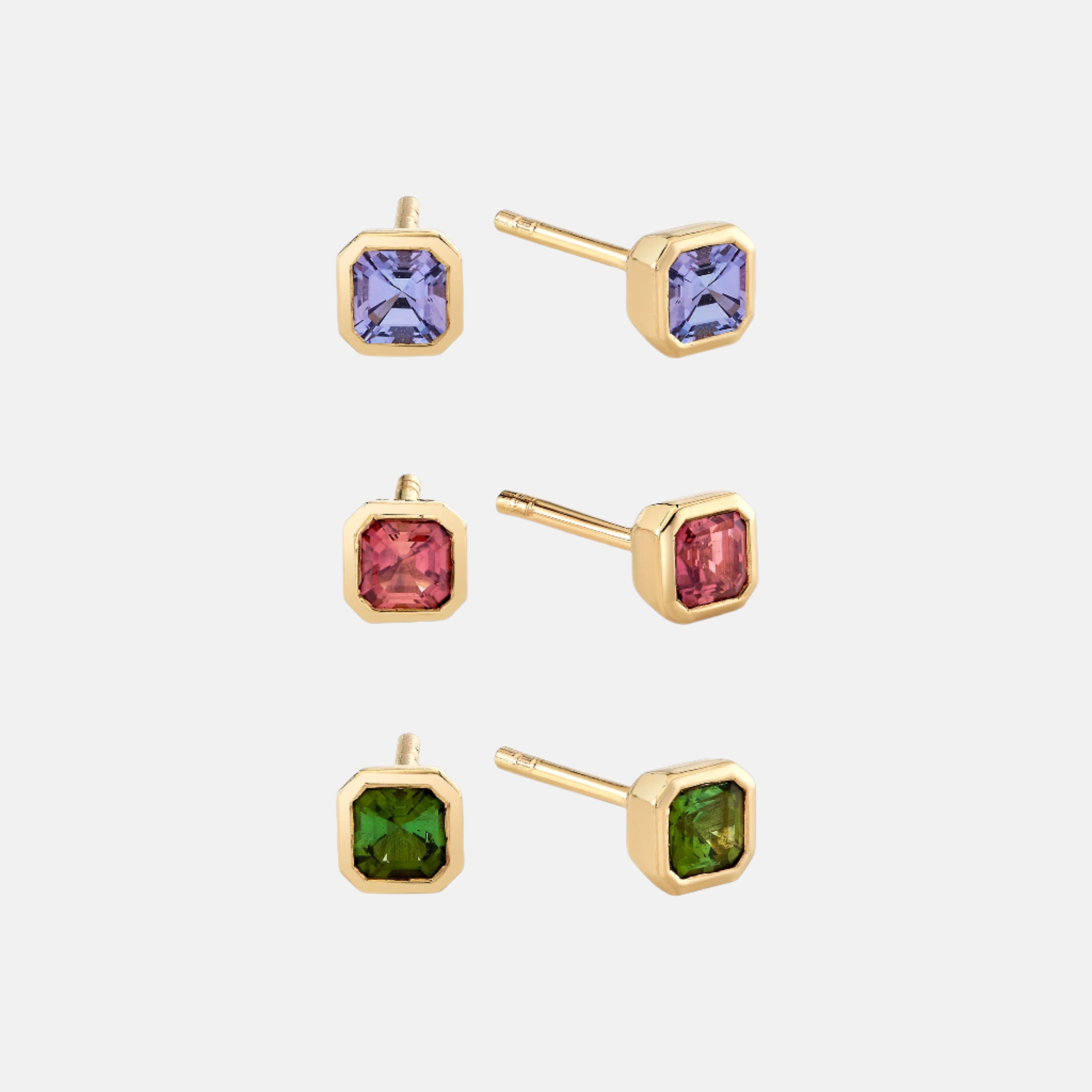 Exquisite Petite Fern Asscher Stud Earrings for Women – Elegant Cubic Zirconia Studs for Daily Wear & Special Occasions