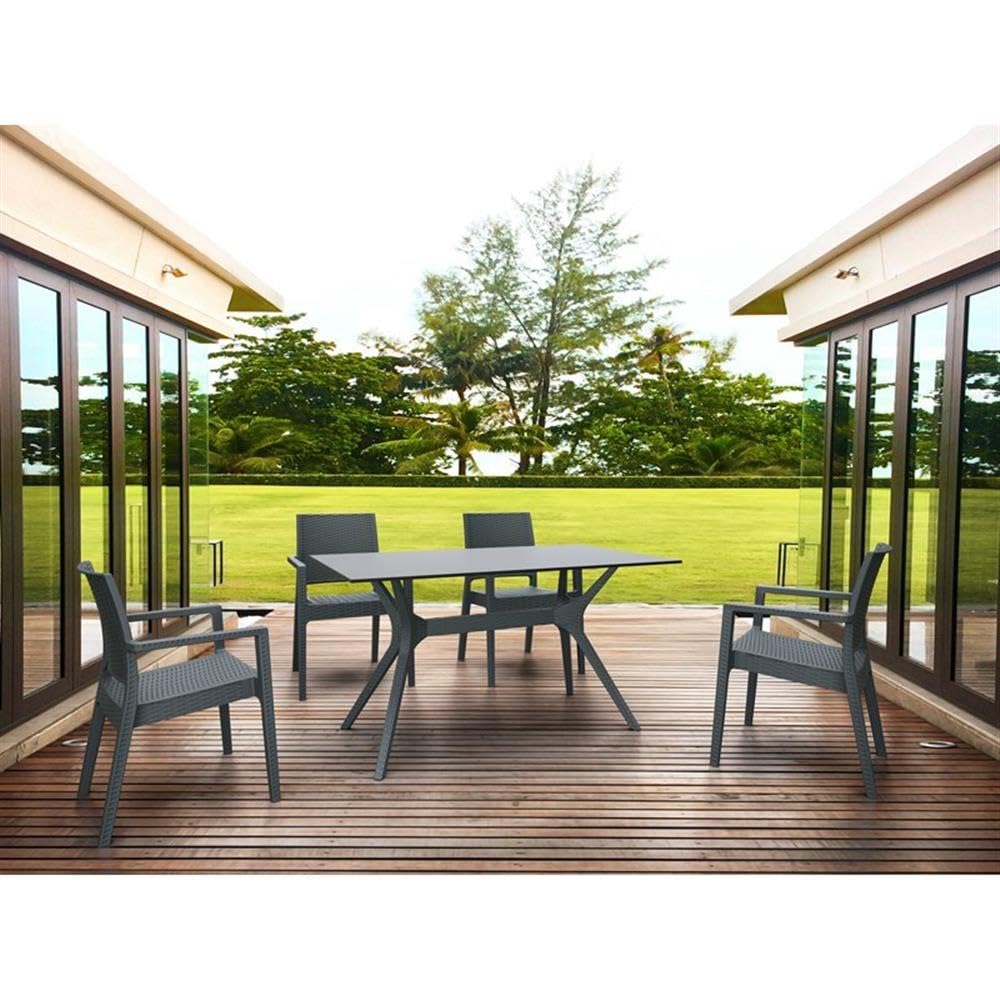 Dark Gray Compamia Ibiza Patio Dining Arm Chairs (Set of 2) - Outdoor Furniture for Garden, Poolside, and Backyard Relaxation