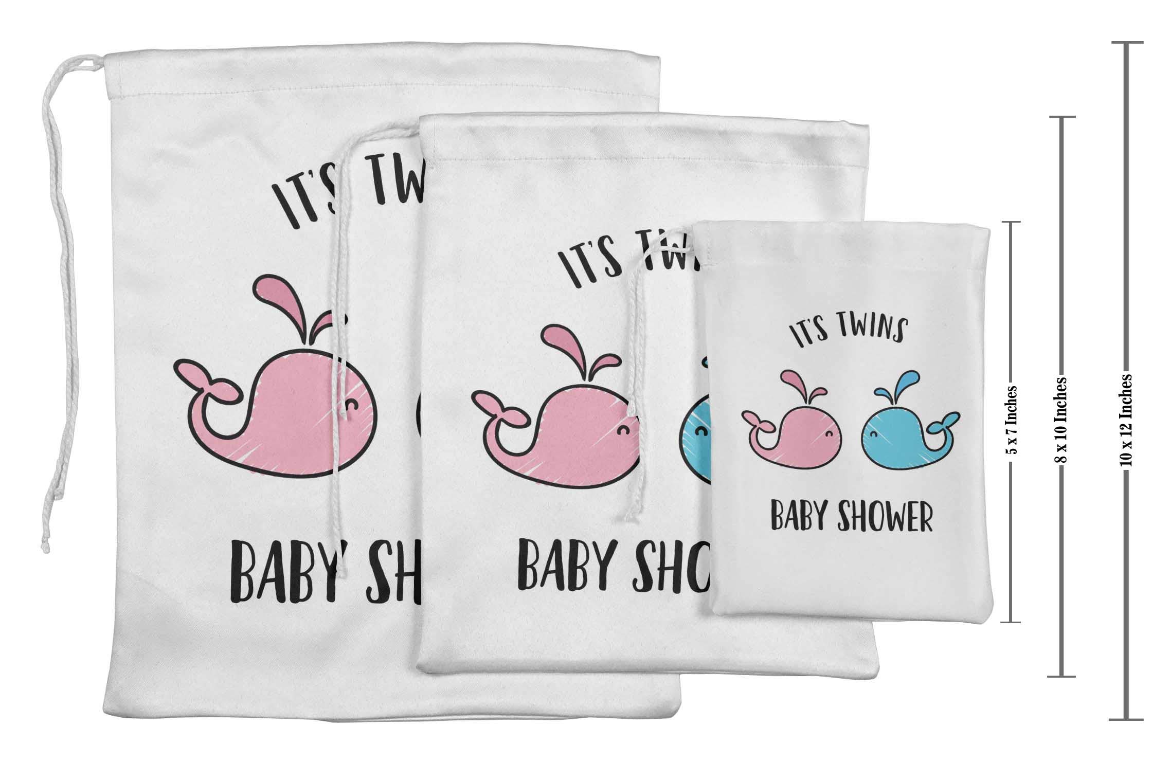 White Twins Baby Shower Party Favor Bags - 15 Pack Gender Neutral Gift Pouches for Twin Baby Shower Decorations & Newborn Celebration Favors - Perfect for Baby Showers, Gender Reveals, and Birthday Parties