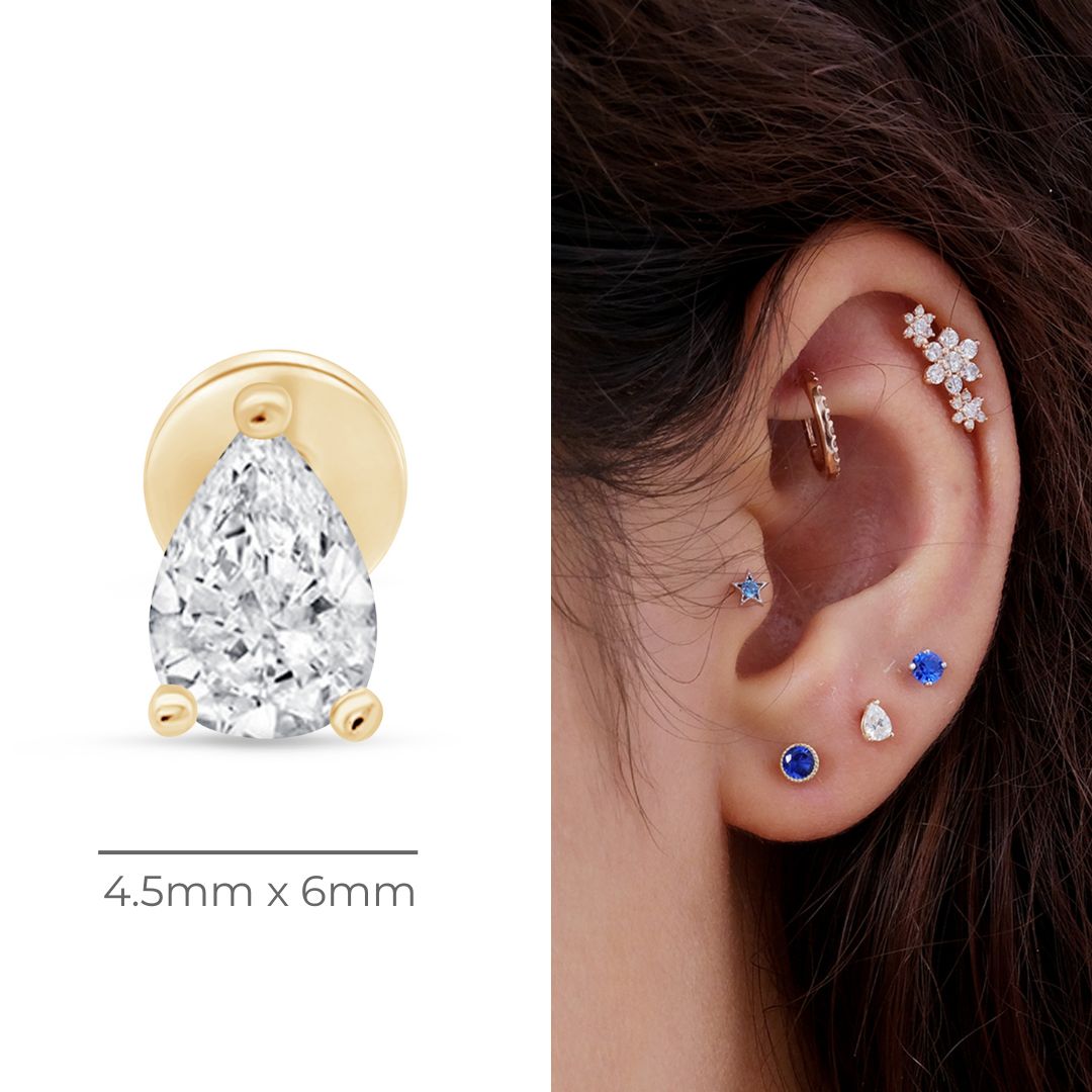 14K Yellow Gold Pear Gemstone Stud Earrings - Hypoallergenic, Dainty & Elegant Jewelry for Women - Perfect for Everyday Wear, Parties & Special Occasions