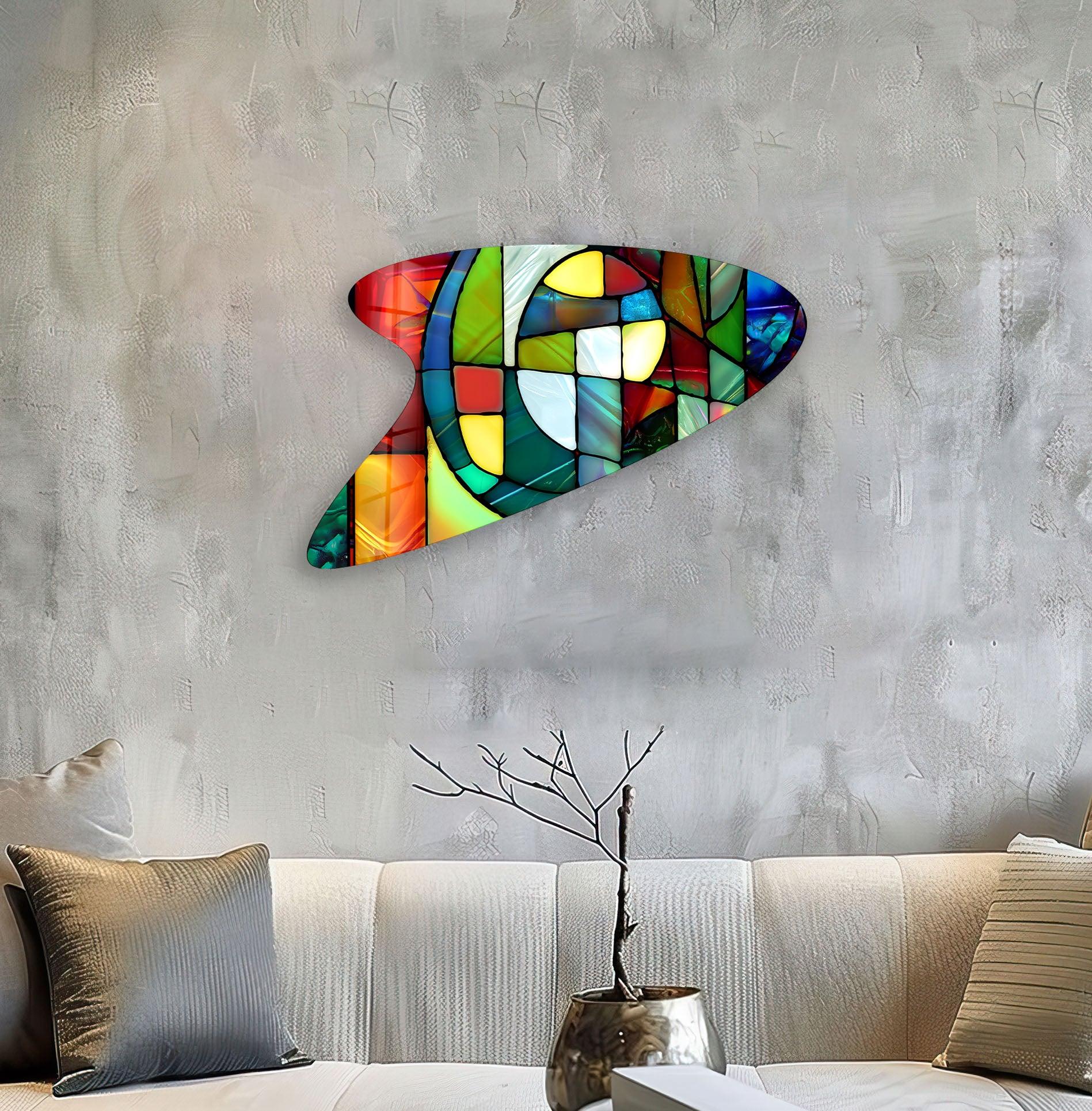 Vibrant Stained Glass Wall Art - Handcrafted Irregular Mosaic Decor for Living Room, Bedroom & Office - Unique Home & Interior Design Accent