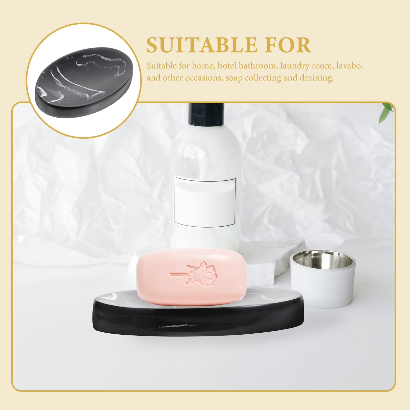 Angoily Marble Soap Dish Organizer - Resin Soap Holder with Drain for Shower, Bathroom & Travel - Decorative Nordic Style Soap Keeper & Sponge Tray for Modern Home Decor