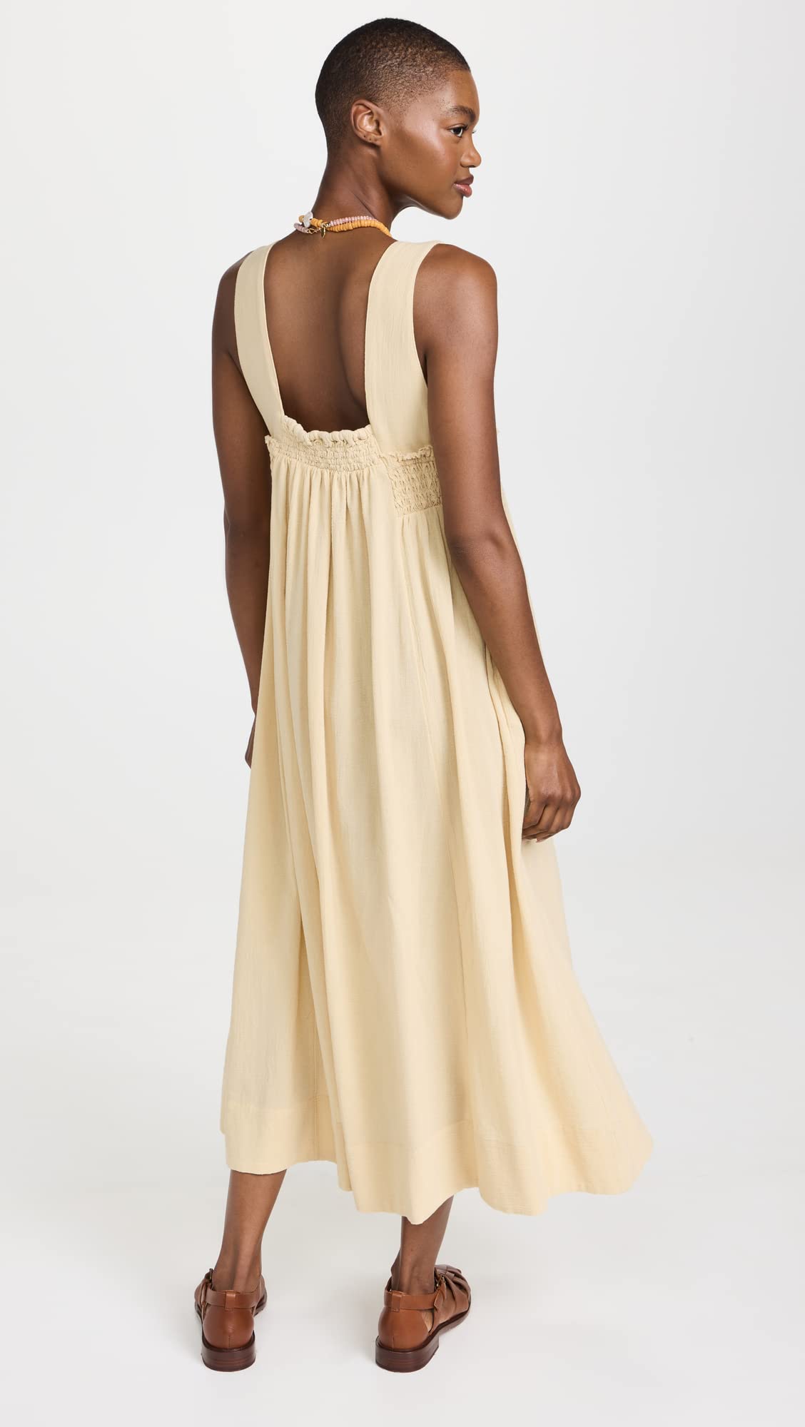 Free People Women's Delphine Midi Dress - Flowy Boho Chic Summer Dress with V-Neck & Ruffle Sleeves | Perfect for Beach Vacations, Music Festivals & Date Nights