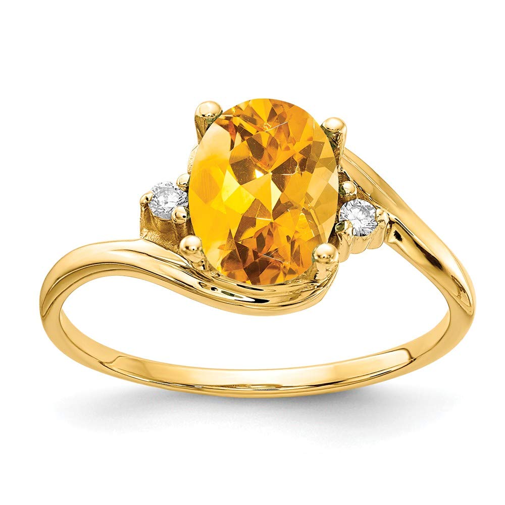 14k Yellow Gold Oval Citrine Engagement Ring for November Birthdays