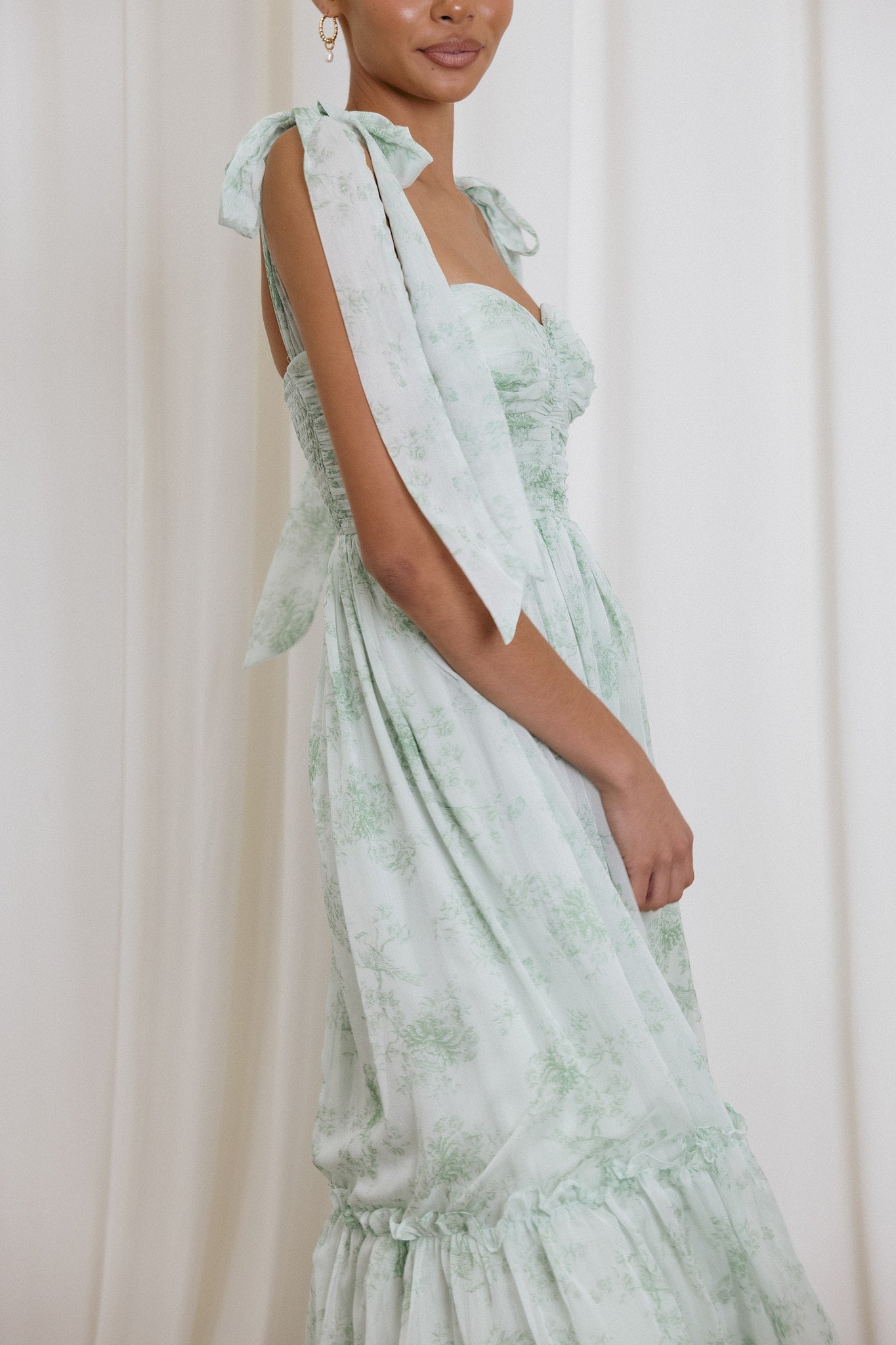 Floret Midi Dress in Sage Green - Elegant Floral Summer Dress for Women | Perfect for Weddings, Garden Parties & Date Nights