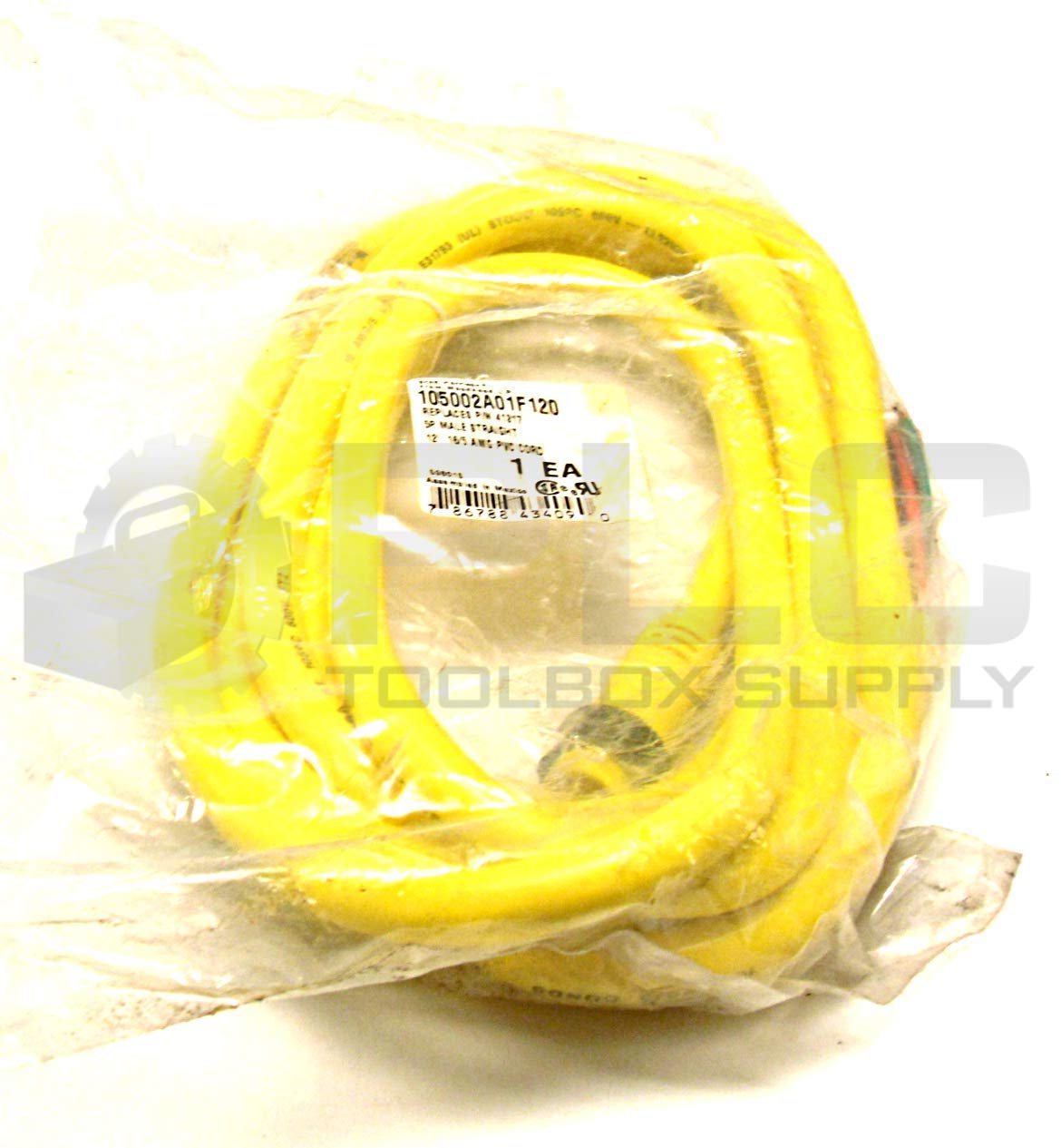 5 Pin Male Plug Cordset - Durable Electrical Connector for Industrial Equipment & Automation Systems