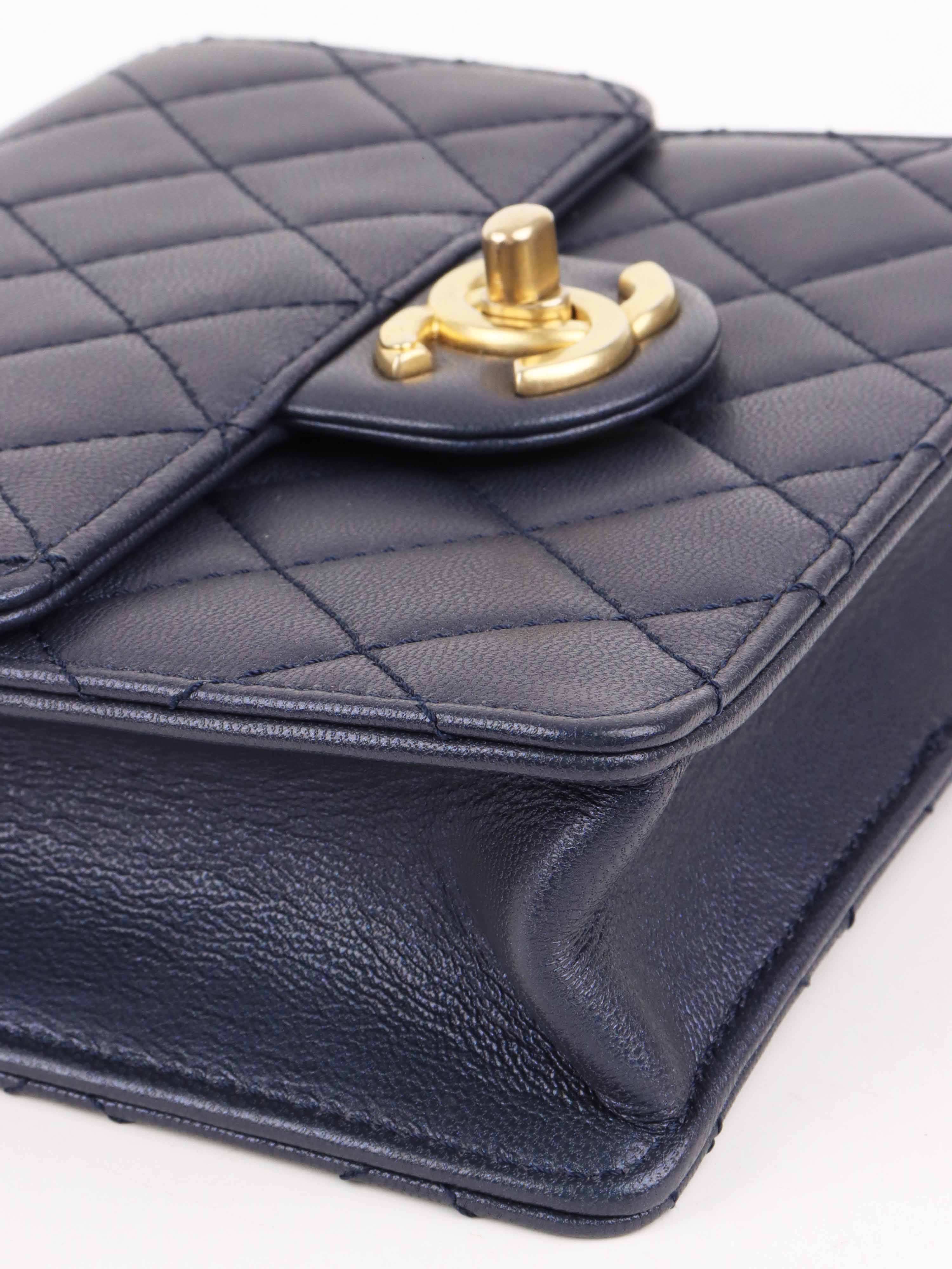 Chanel Navy Iridescent Pearl-Embellished Flap Bag - Luxury Crossbody Purse for Women | Perfect for Evening Parties, Date Nights & Special Occasions