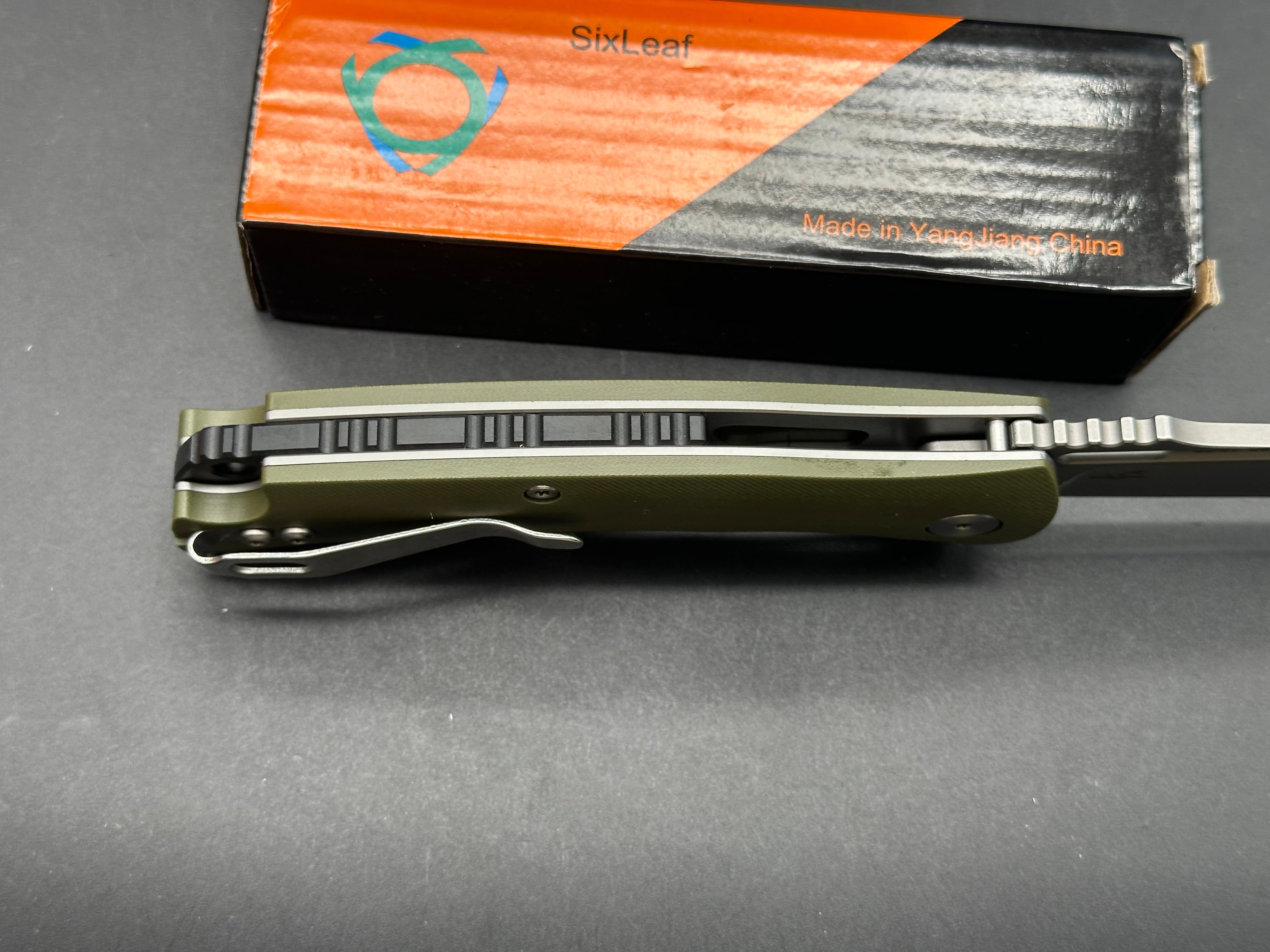 Sixleaf SL 01 Folding Pocket Knife - Green G10 Handle, D2 Steel Blade, Liner Lock Mechanism | EDC, Outdoor Camping, Hunting & Survival Gear