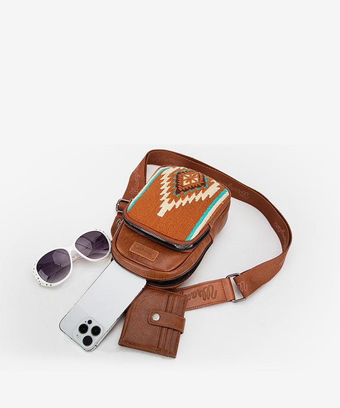 Wrangler Aztec Knitted Sling Bag - Stylish Crossbody Purse for Women & Men - Perfect for Travel, Hiking & Everyday Use