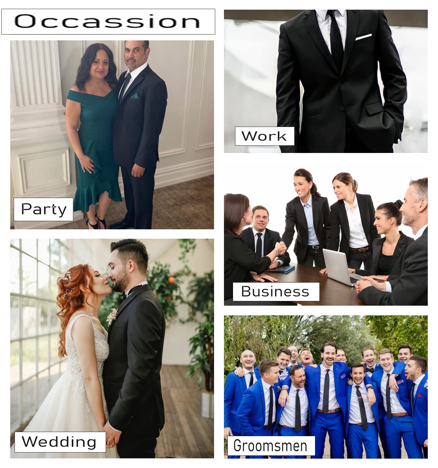 Slim Fit Men's Suit Dress Pants - Black Formal Wedding Groomsmen Pants with Expandable Waist & Flat Front Design | Perfect for Business, Office, Weddings & Special Occasions