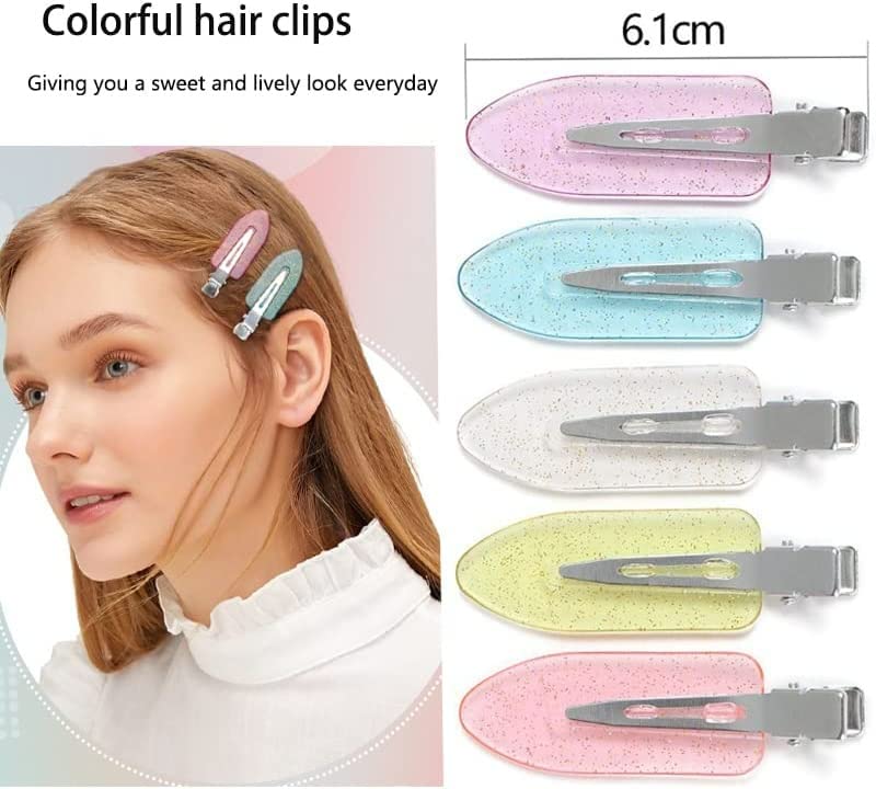 Street27® No Bend Hair Clips - Professional Creaseless Hair Clips for Styling, Sectioning & Makeup (10pcs Mixed Glitter) - Celebrity Stylist Approved, Won't Dent or Damage Hair - Perfect for Salon, Home Use & Travel Hairstyling