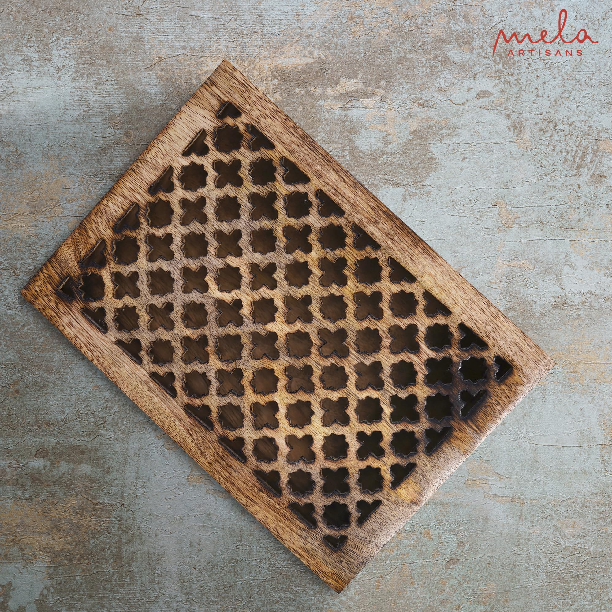 Handmade Burnt Mango Wood Decorative Box with Lid - Large Trellis Keepsake Box for Jewelry, Photos & Memories | 9 x 6 x 3.5 Inches | Rustic Home Decor, Wedding Gift, Storage Organizer