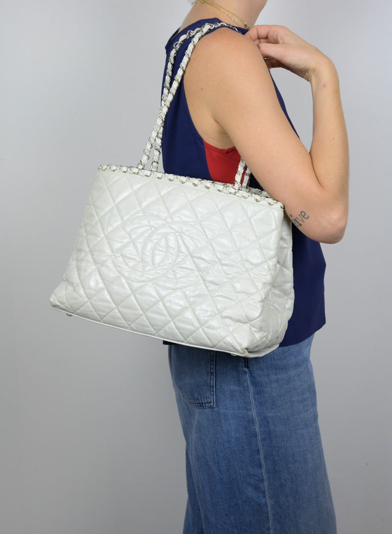 Chanel Quilted Leather Handbag in Ice White - Luxury Designer Purse for Women, Perfect for Parties, Work & Everyday Use