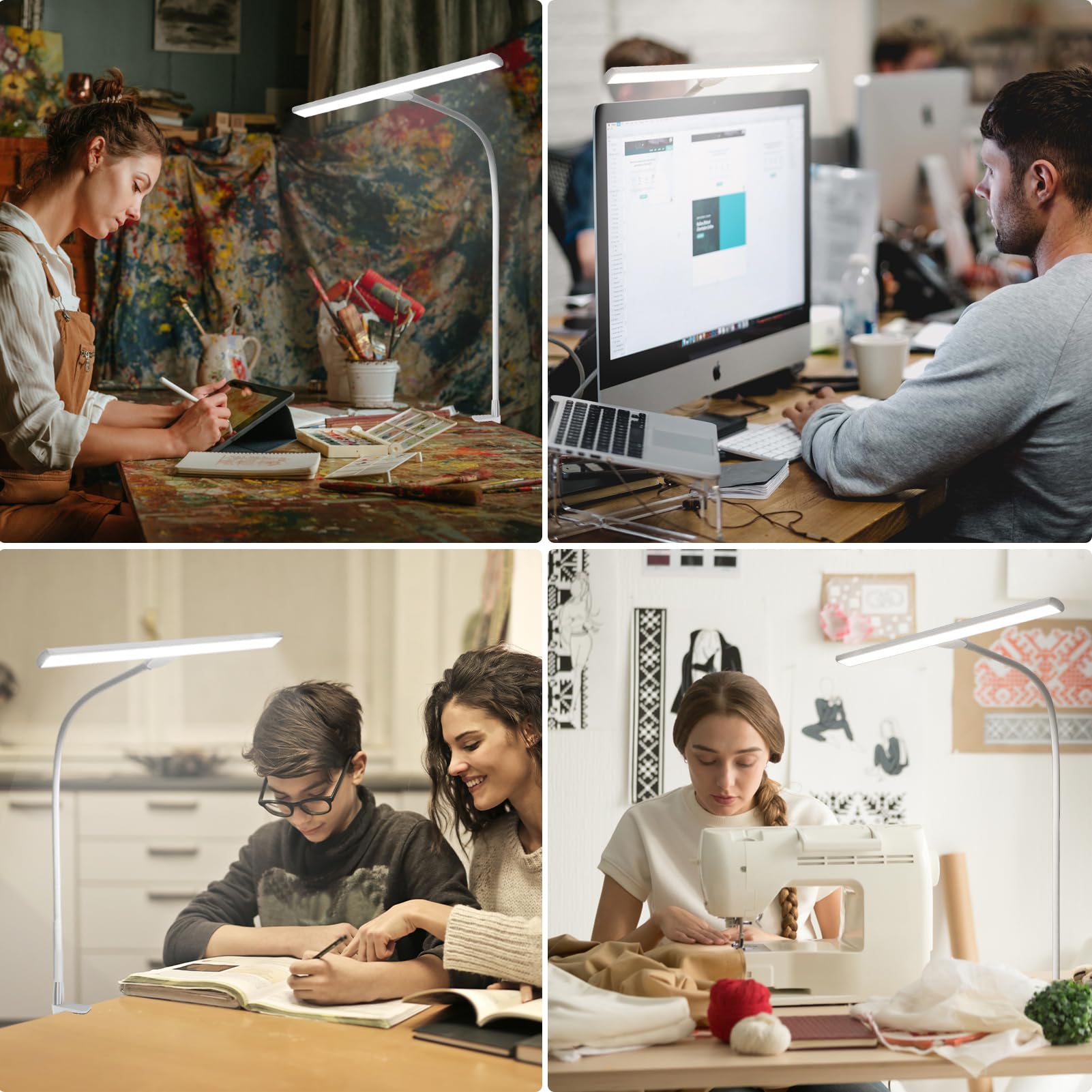 LED Desk Lamp with Clamp - 24W Ultra Bright Eye-Caring Architect Lamp, 30 Lighting Modes Adjustable, Remote Control Table Light for Home Office, Studio & Task Lighting - Perfect for Reading, Studying & Computer Work