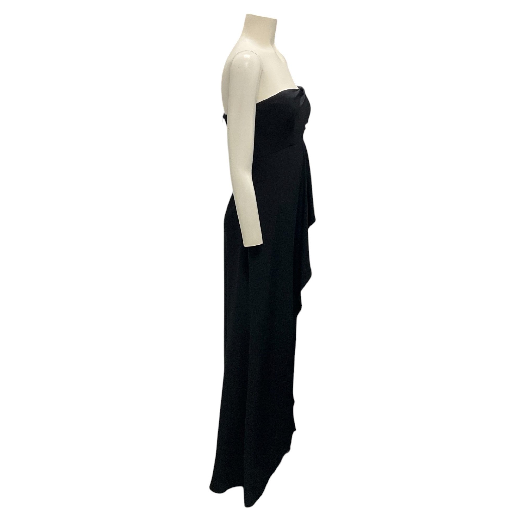 Halston Black Strapless Silk Gown - Elegant Formal Evening Dress for Women | Perfect for Weddings, Prom, Black Tie Events & Special Occasions