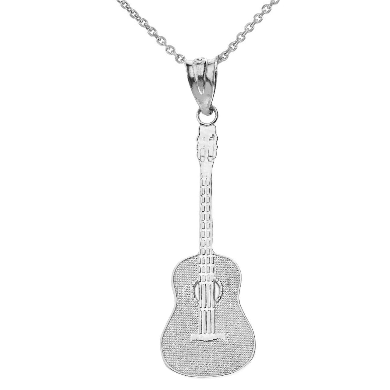 Sterling Silver Acoustic Guitar Music Charm Pendant Necklace for Musicians & Music Lovers - Perfect Gift for Guitar Players, Performers & Music Enthusiasts