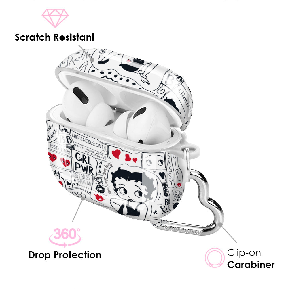 Betty Boop Girl Power AirPods Case - Trendy Protective Cover for AirPods 1/2/3 & Pro - Cute & Durable Design for Women & Girls - Perfect for School, Work, Gym & Travel