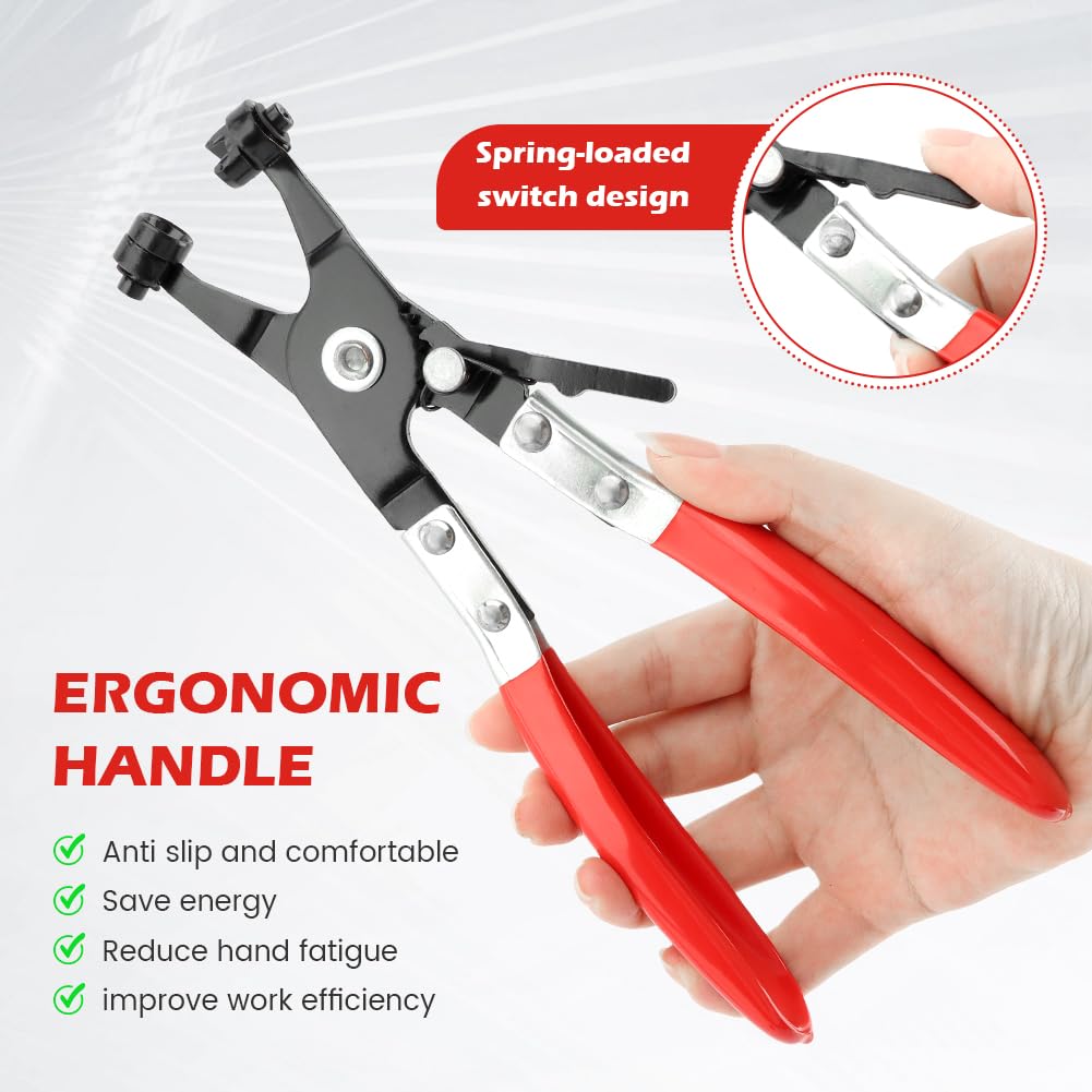 Heavy Duty Hose Clamp Pliers - Professional Swivel Flat Band Clamp Tool for Easy Removal & Installation of Ring/Flat-Band Hose Clamps - Perfect for Automotive Radiator, Coolant, Heater & Water Hose Repairs - Ideal for Mechanics & DIY Car Maintenance