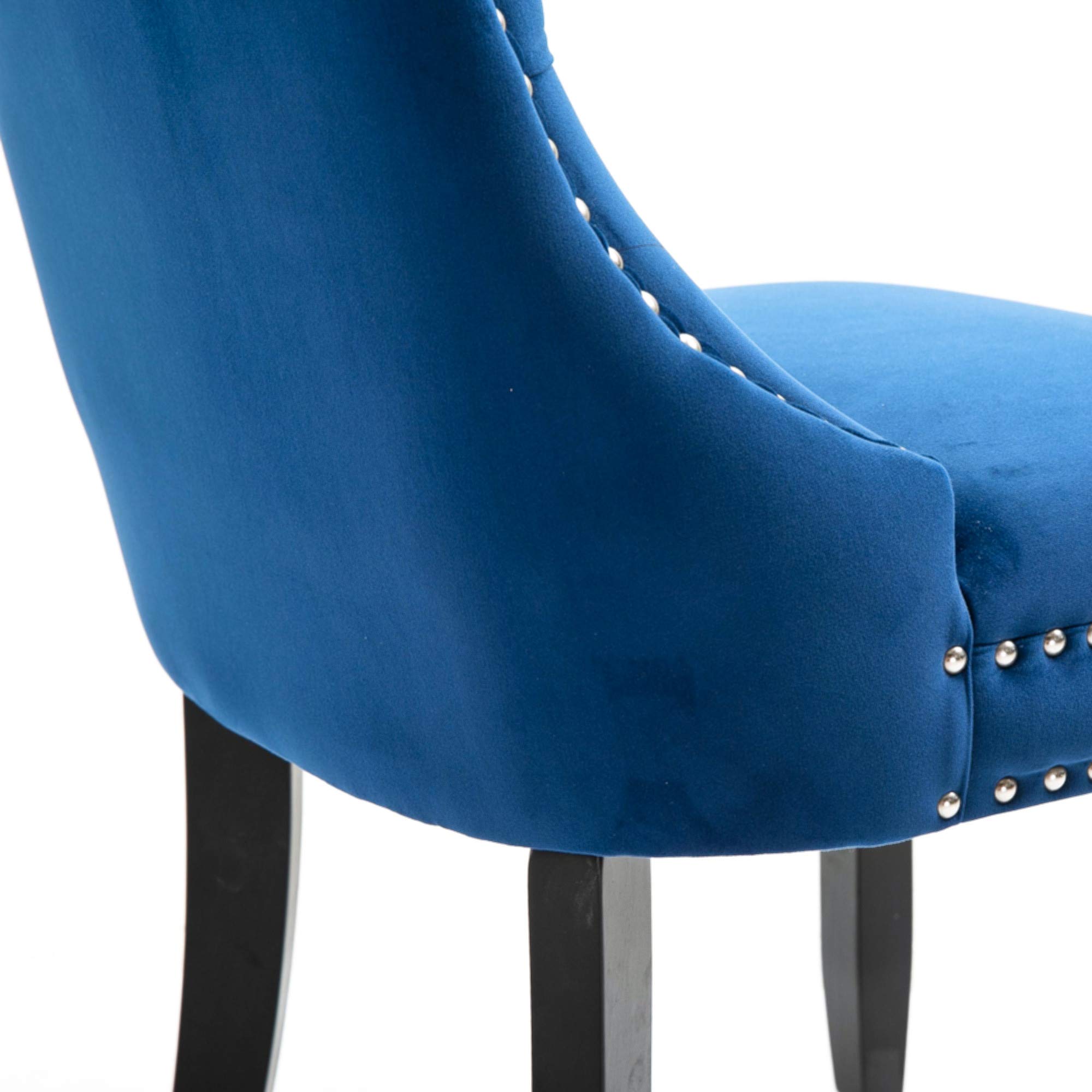Luxury Velvet Dining Chairs Set of 2 - Elegant Tufted Upholstered Accent Chairs with Button Nailhead Trim, Armless Modern Side Chairs for Dining Room, Living Room, Bedroom (Sky Blue) - Perfect for Home Decor, Dinner Parties & Cozy Reading Nooks