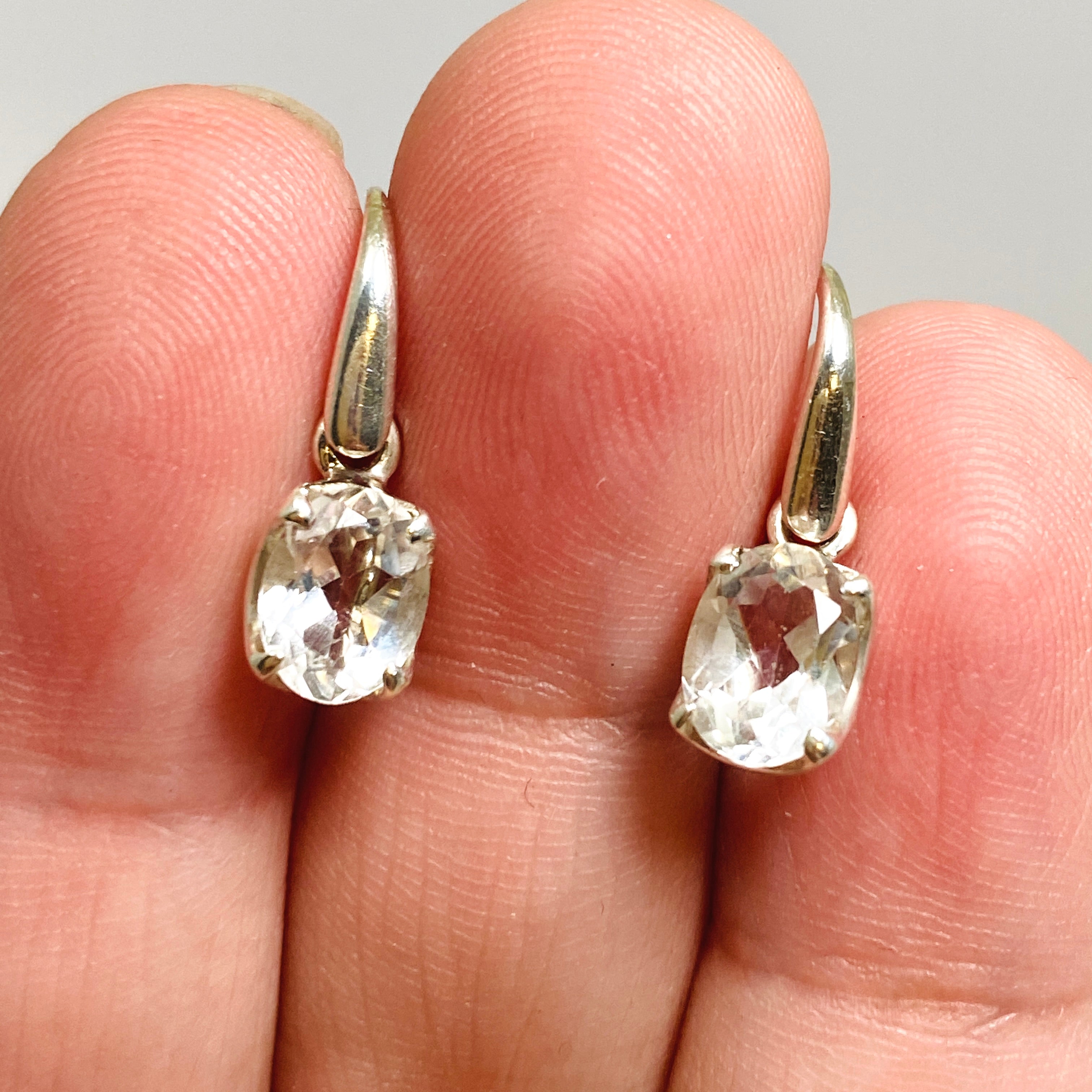 Natural Clear Quartz Oval Faceted Stud Earrings for Women - Hypoallergenic Sterling Silver Jewelry - Perfect for Wedding, Party & Everyday Wear