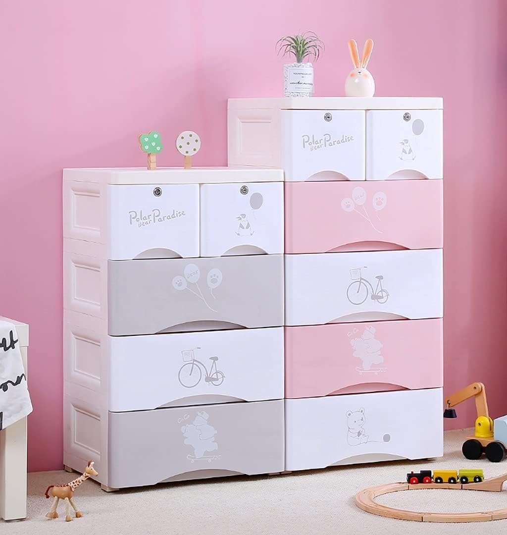 7-Layer Grey Plastic Storage Bins - Kids Wardrobe & Drawer Organizer for Home