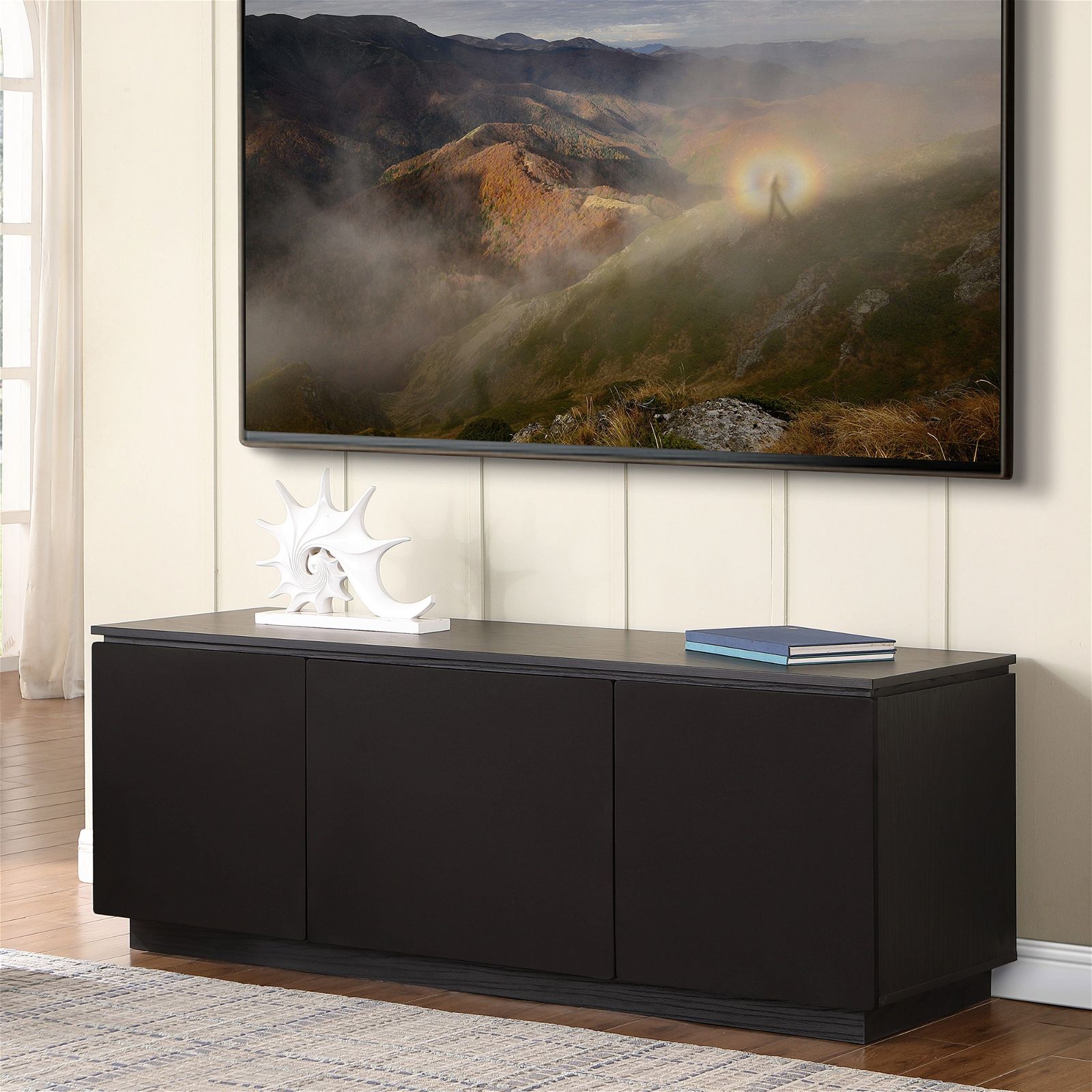 Tauris Broadway 1800BLK Modern TV Stand Entertainment Unit with Storage - Perfect for Living Room, Home Theater & Media Organization