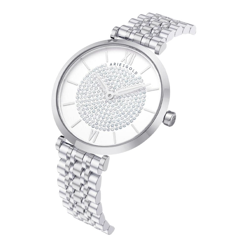 Aries Gold Draliet Silver Stainless Steel Women's Luxury Watch L 5042 S W - Elegant Timepiece for Business, Party & Special Occasions