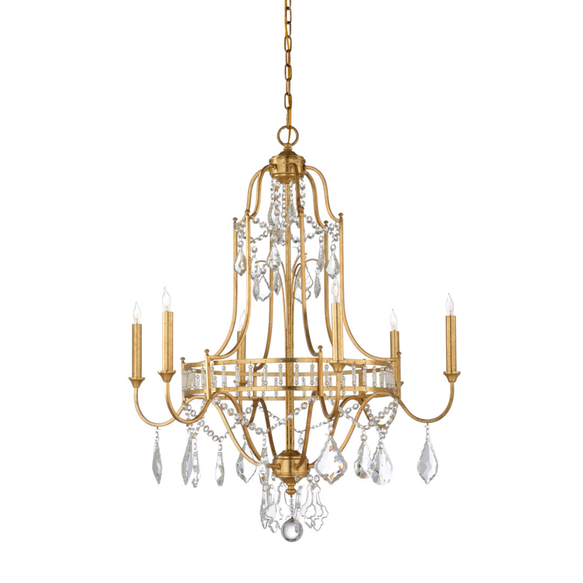 Luxury Buckhead Chandelier in Gold Leaf Finish - Elegant Ceiling Light Fixture for Dining Room, Living Room & Bedroom Decor