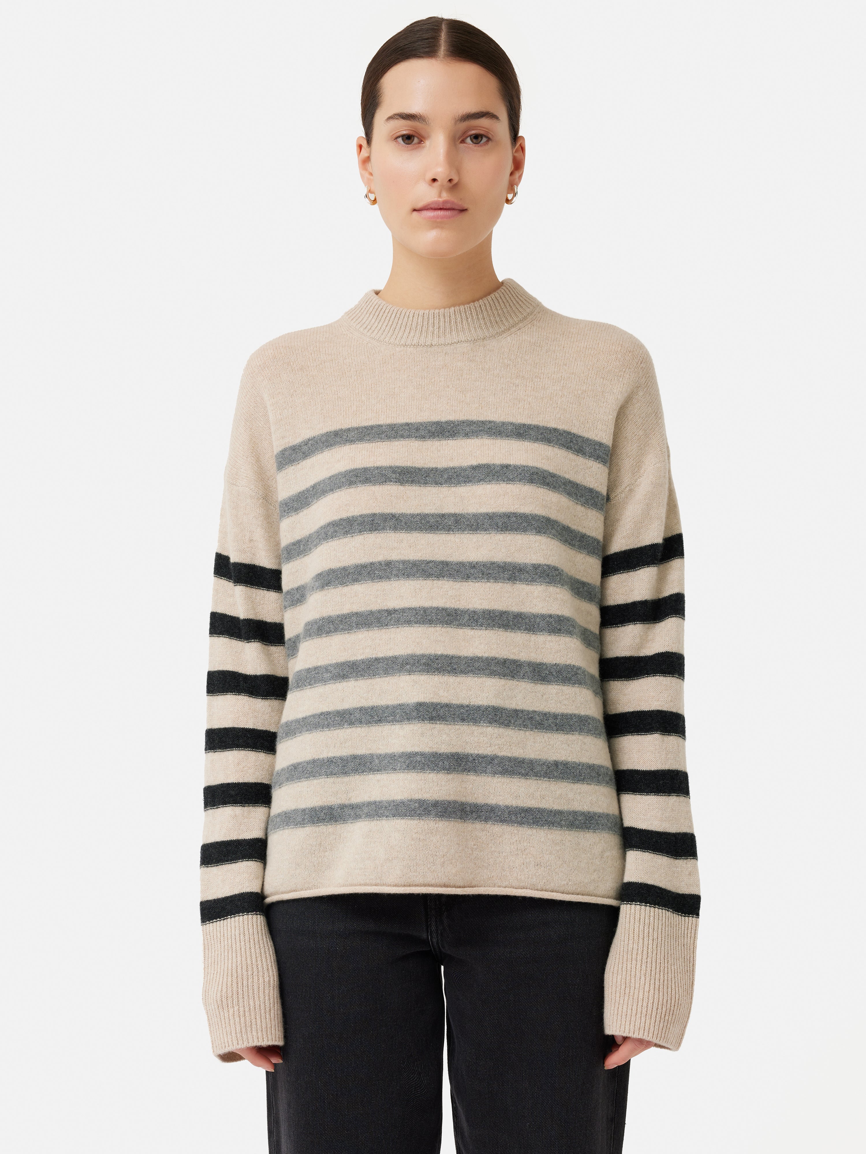 Premium Merino Cashmere Striped Sweater for Women | Soft & Warm Winter Knitwear | Perfect for Office, Travel & Casual Outfits